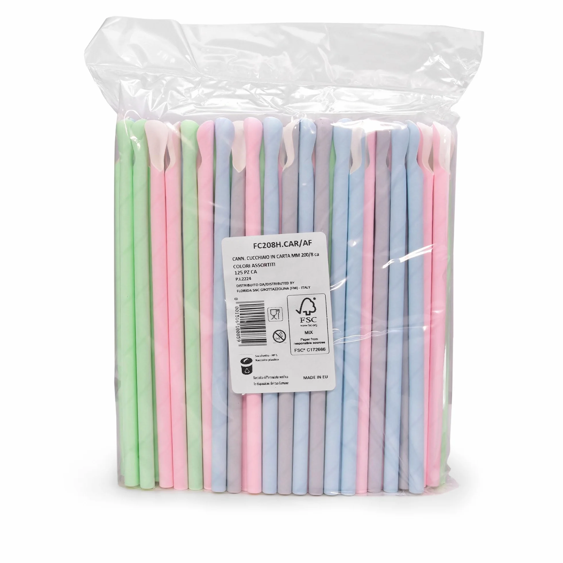 Cannucce di carta, 125 pezzi, biodegradabili e stabili, cannucce con funzione cucchiaio, per cocktail, granita e Frozen Cocktails, EmK, sostenibili e senza plastica