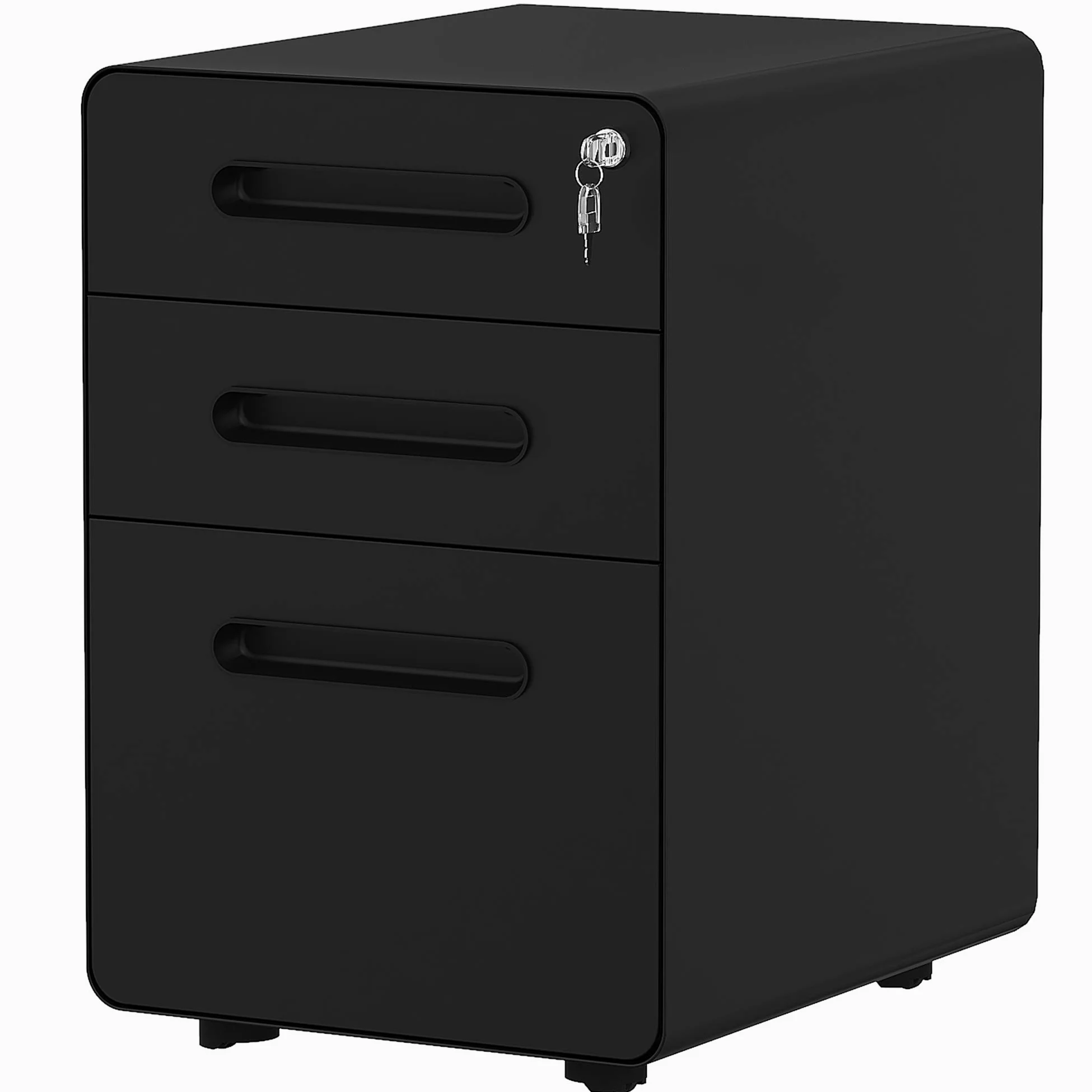YITAHOME Armadietto Per Documenti A 3 Cassetti In Metallo Con Serratura, Completamente Assemblato, Nero, Large