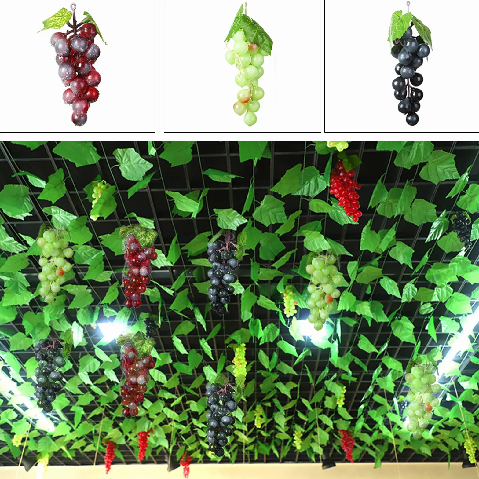 Uva Finta Artificiale 15 Pezzi Decorativi Grappoli per Decorazione Vino
