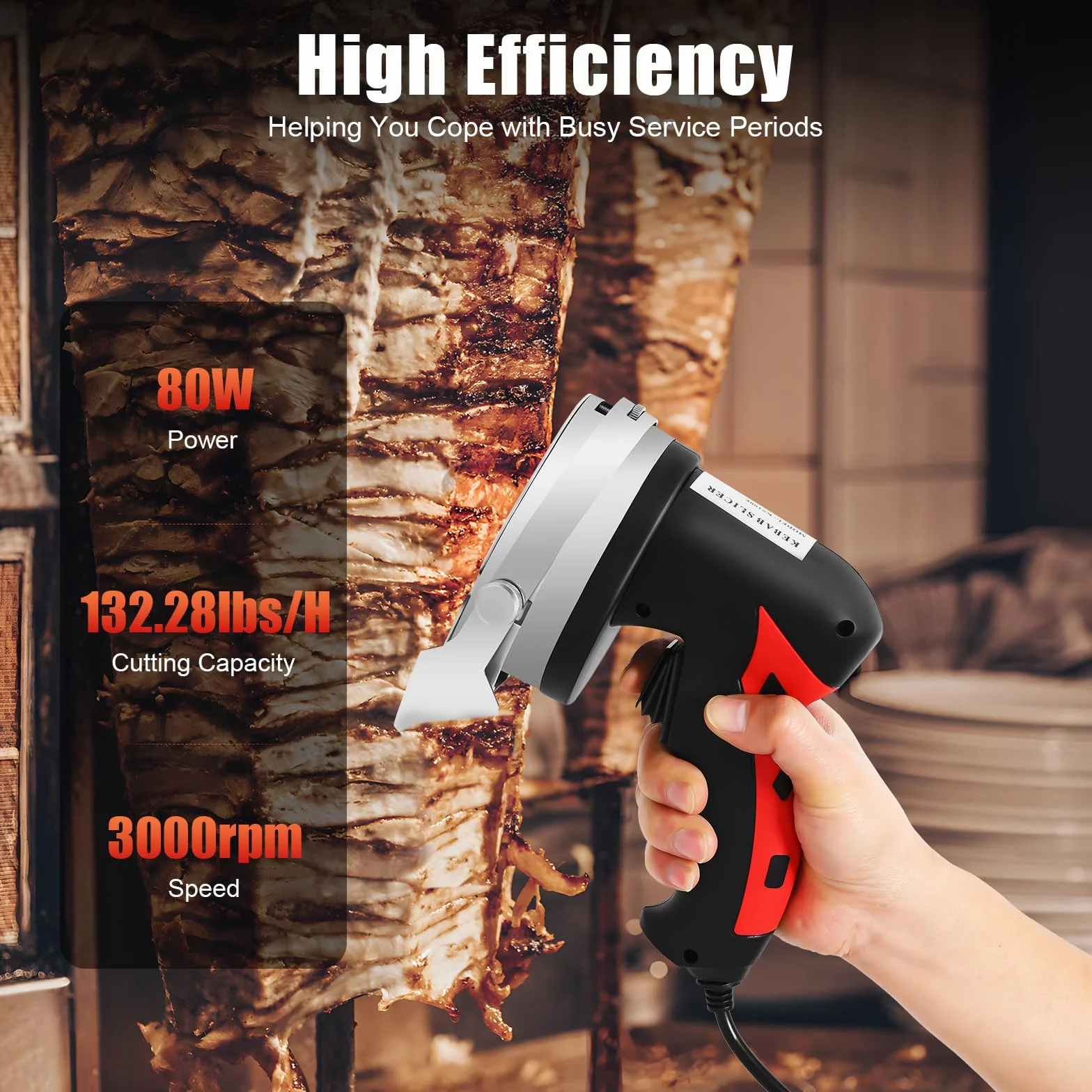 SHZICMY Coltello elettrico per kebab da 80 W elettrico per kebab, coltello da giroscopio 3000 giri/min