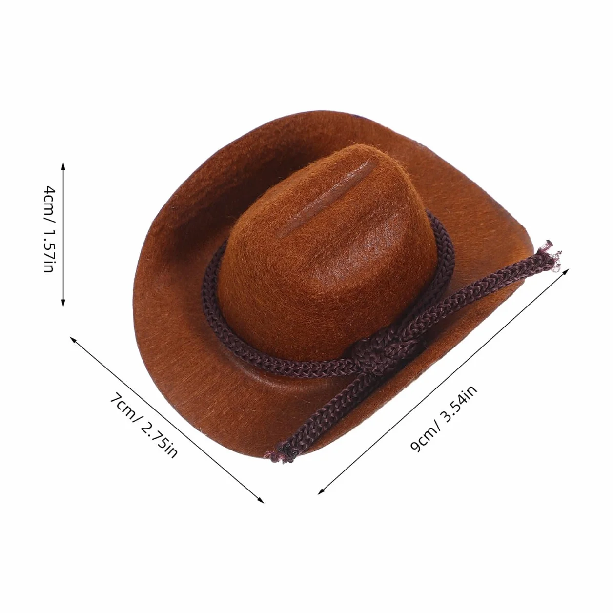 FRCOLOR Set di 4 mini cappelli da cowboy per lavori di bricolage, graziosi cappelli in miniatura per bambole, accessori per la casa delle bambole e feste a tema occidentale e floccati