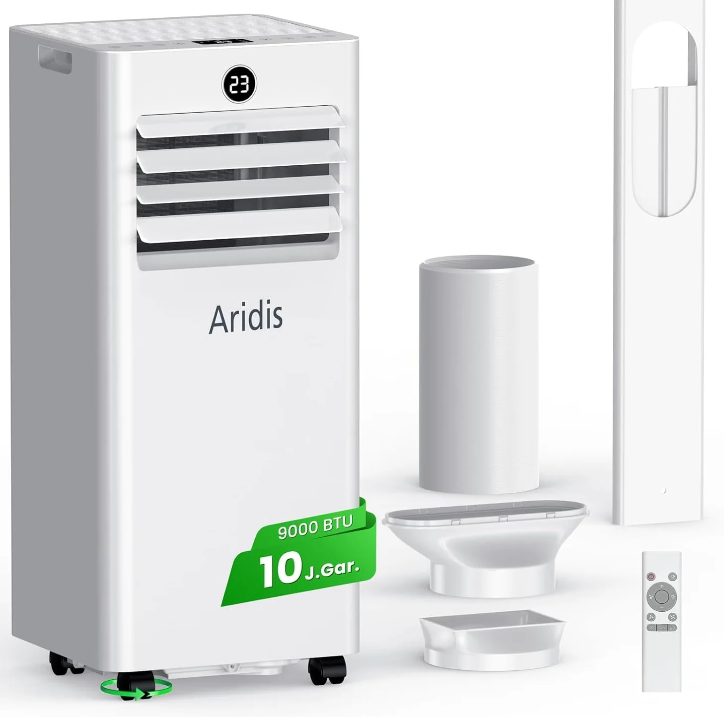 Condizionatore Portatile Climatizzatore Silenzioso - 9000BTU Climatizzatore senza Unità Esterna, Raffrescatore a Basso Consumo con Kit Finestra, Display LED, 4 Modalità, Copertura 33 m² Bianco