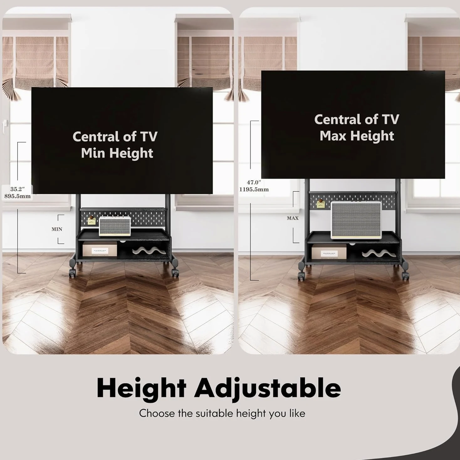 FITUEYES Supporto per TV con ruote, per TV da 40 a 85 pollici, altezza massima 60 kg, VESA 600 x 400 mm