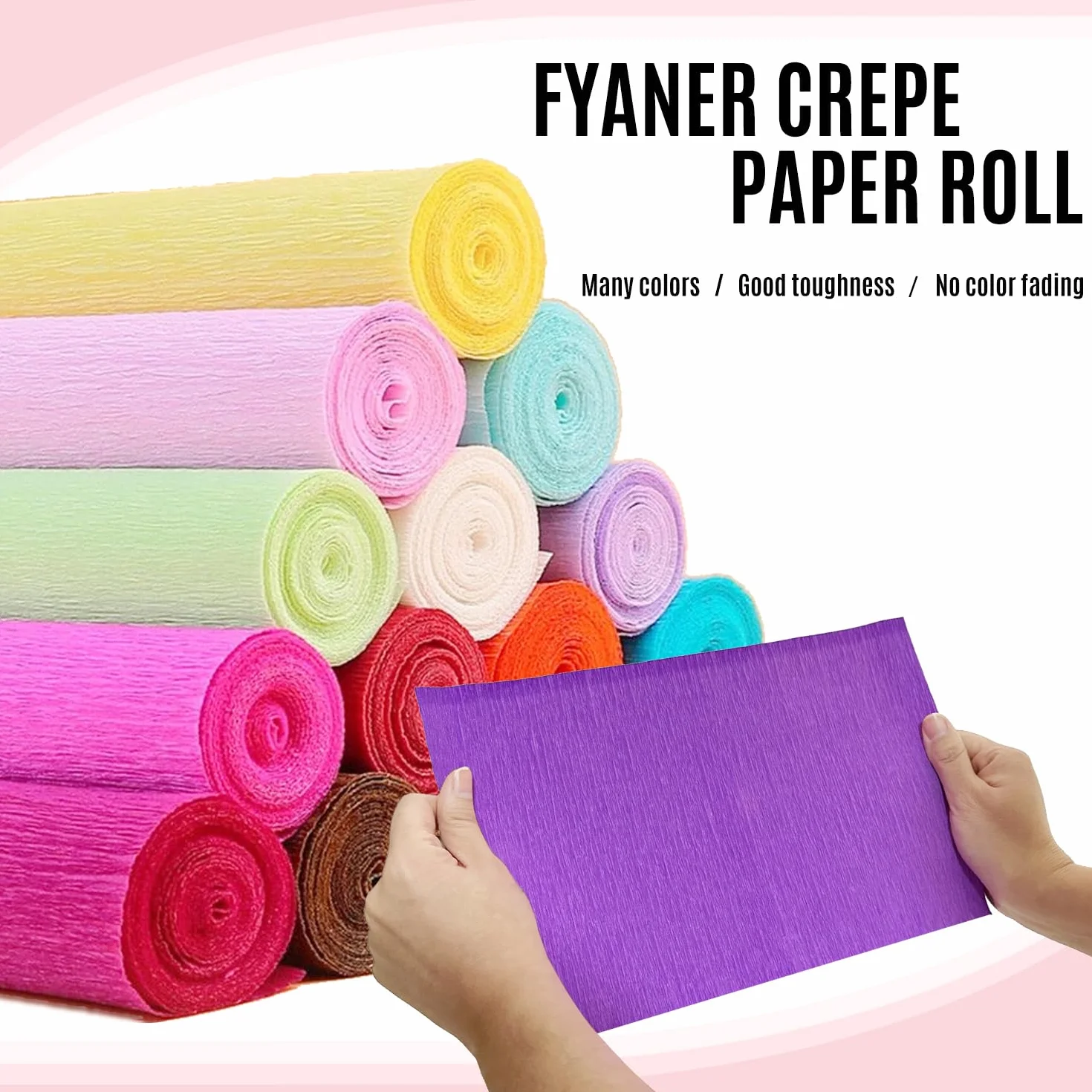 Carta Crespa 43x250 cm 3 Rotoli Bianco per Fiori Fai Da Te Artigianato Feste Decorazioni
