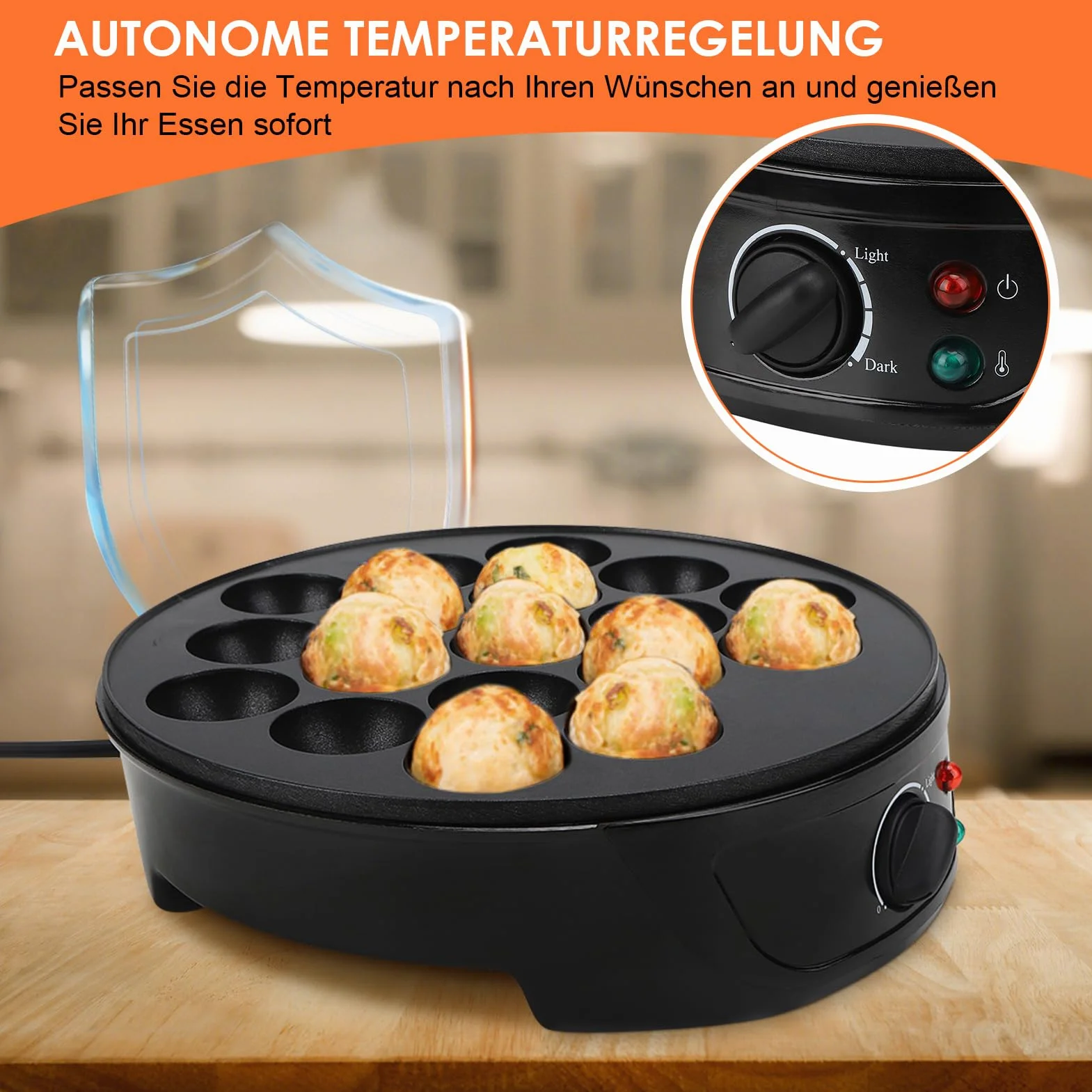 Macchina per Takoyaki Elettrica 18 Griglie Teglia per Polpo Palla Fai da Te Colazione