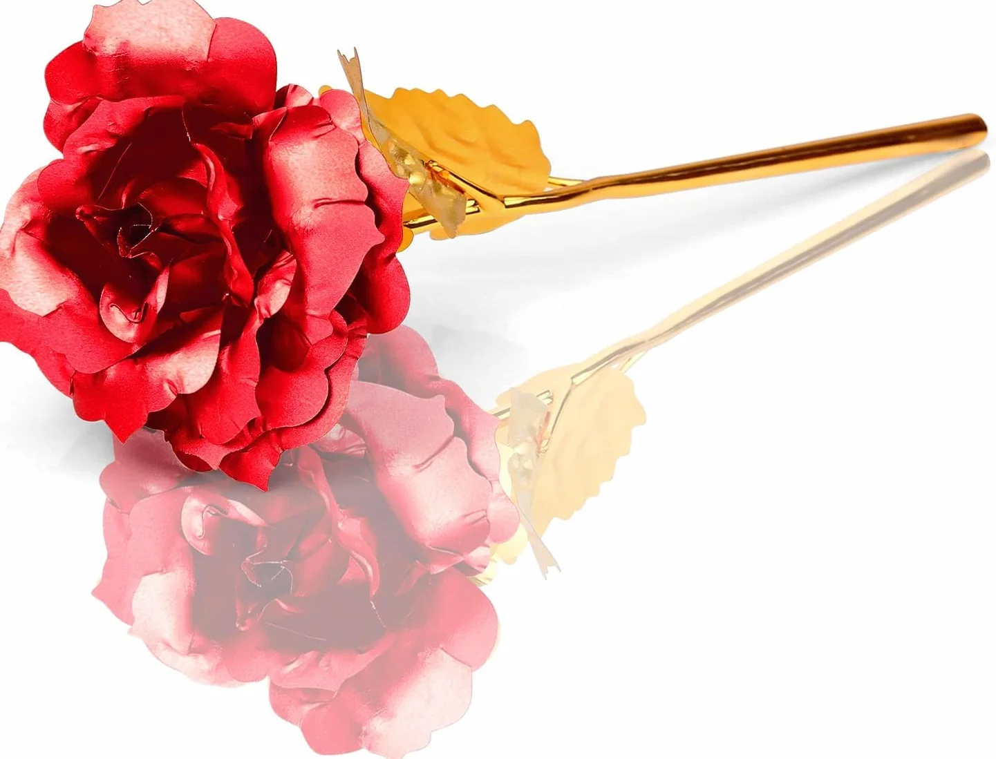 Rosa Fiore Artificiale Placcato e Base, Rosa Eterna Regalo per Donna San Valentino