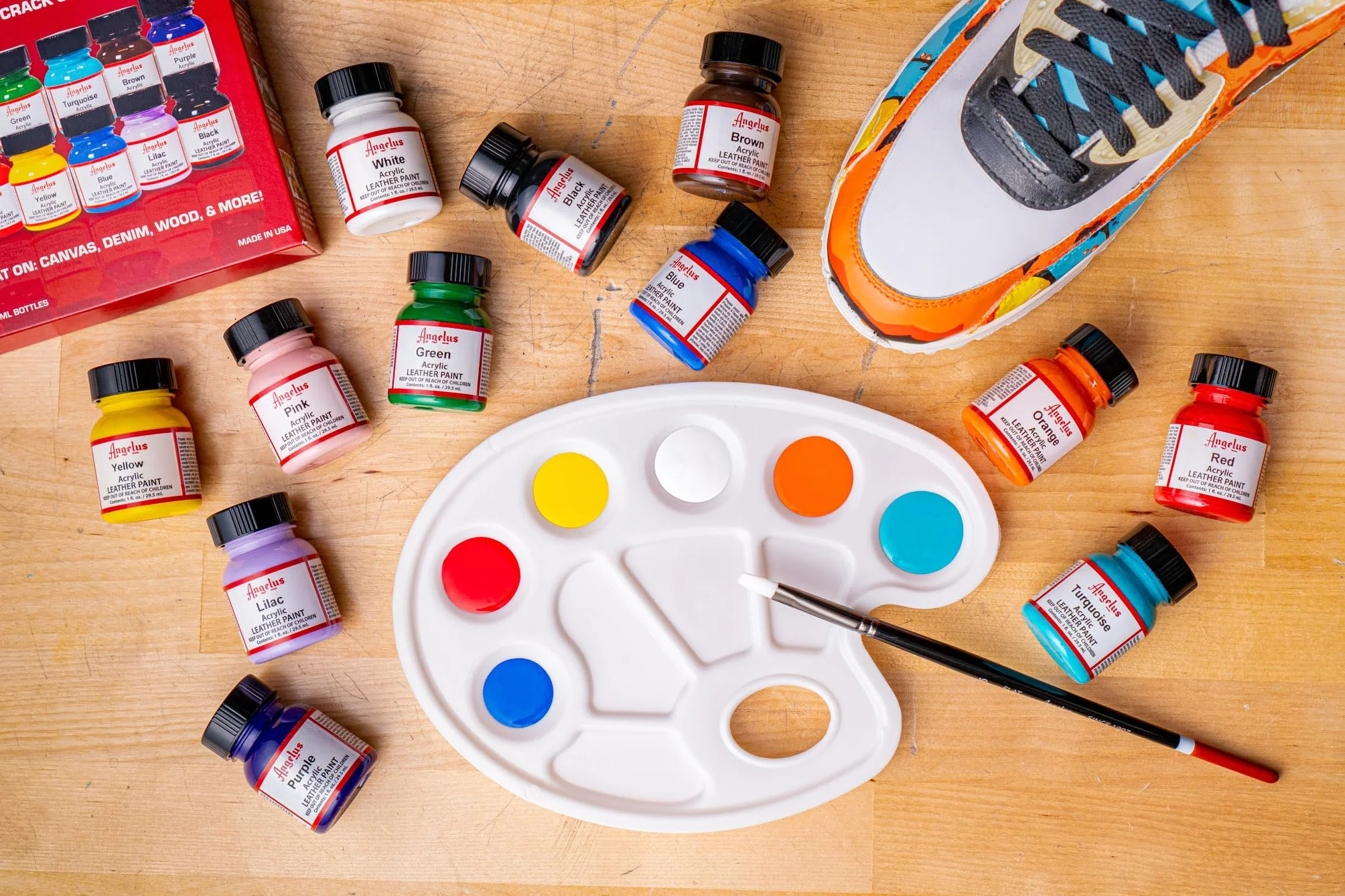 Angelus Kit di partenza colori acrilici per pelle, Multicolor, 1 Oz