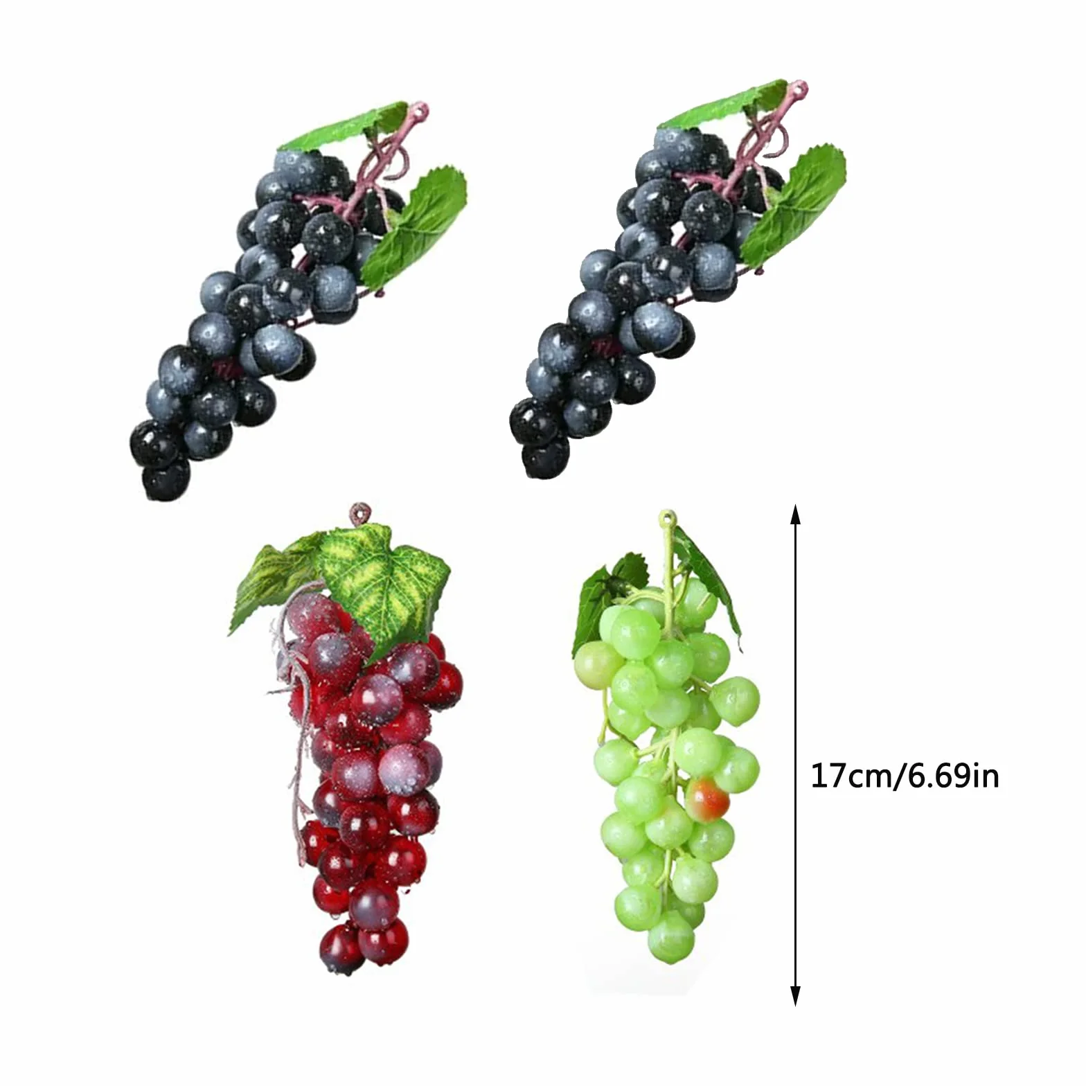 Uva Artificiale Grappoli 3 Pezzi Decorativi, Uva Nera per Decorazione Vino