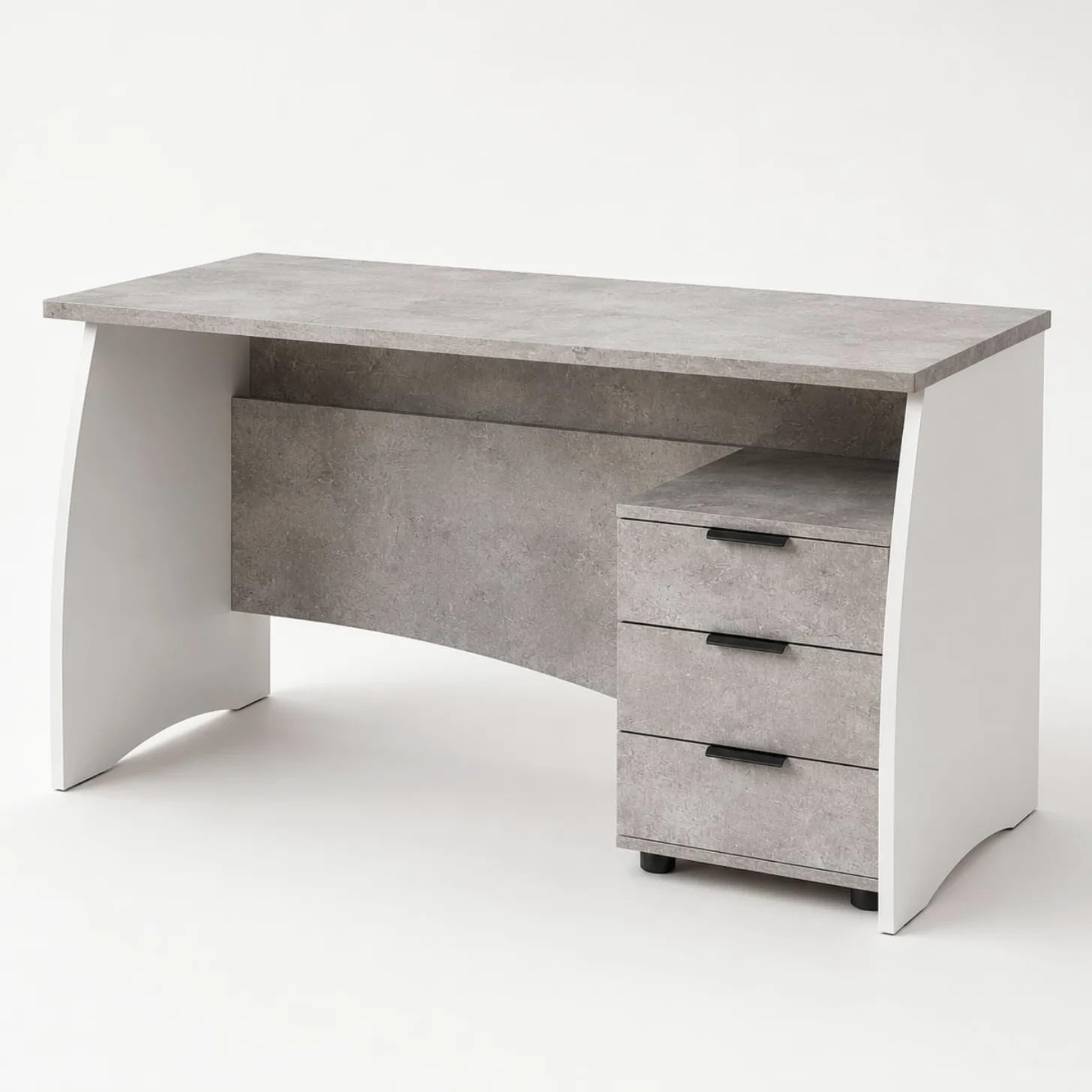 Arreditaly Scrivania con 3 Cassetti Bliss Scrittoio da Studio o Ufficio Mobile Desk da Soggiorno Sala da Pranzo 136 x 74 x 67 cm Colore Bianco E Grigio Cemento