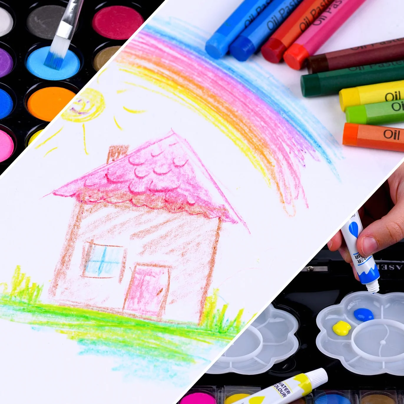 Maverton Valigetta Colori Personalizzata - Azzurra o Rosa a 2 Piani - Set Pittura e Disegno - Kit Matite Colorate Pastelli Pennarelli Colori a Matita - Regalo Bambini Compleanno