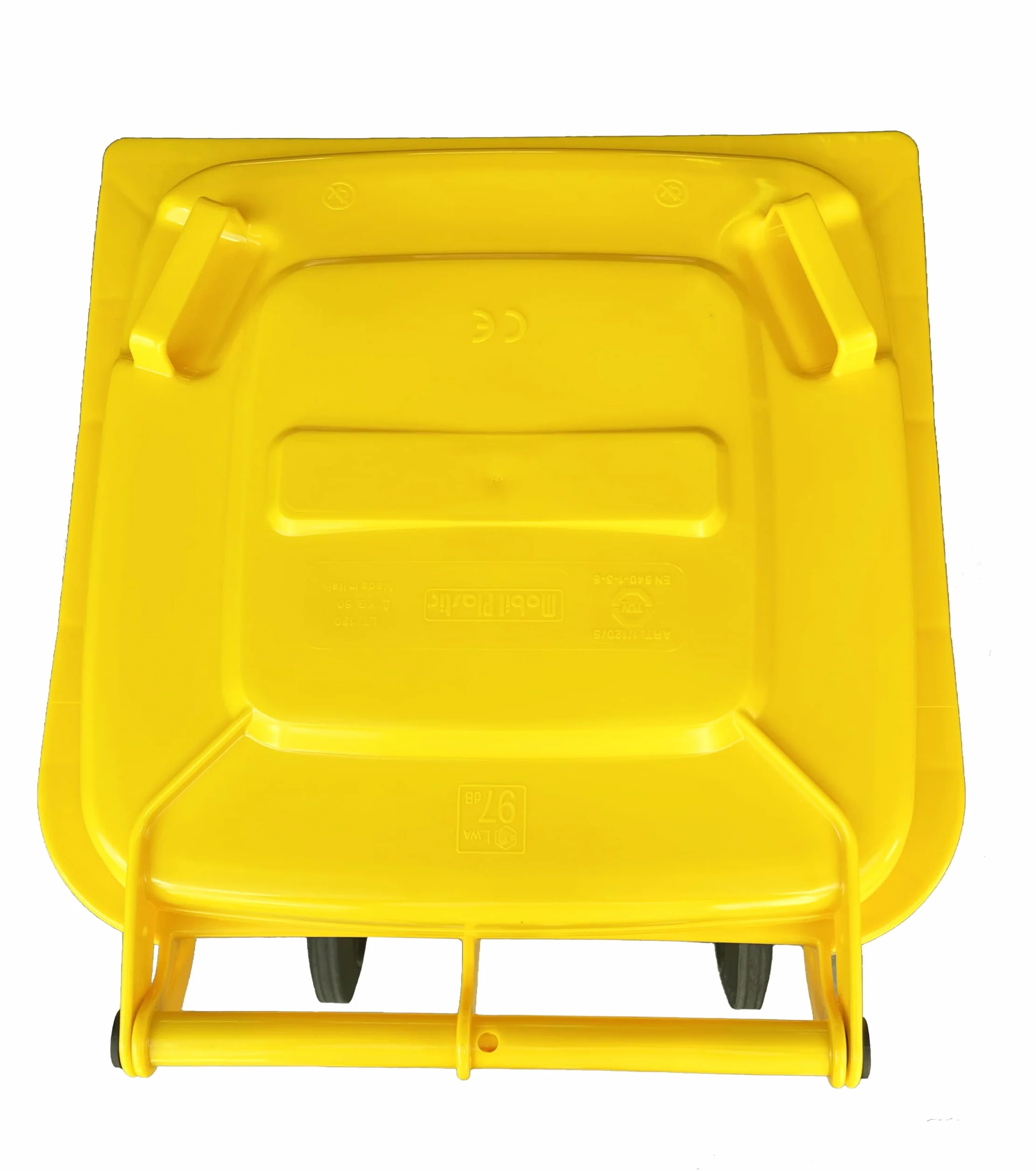 Mobil Plastic - Bidone Raccolta Differenziata 120 Litri con Coperchio e Ruote per Uso Esterno | Colore Giallo | Plastica Resistente | Certificato UNI EN 840