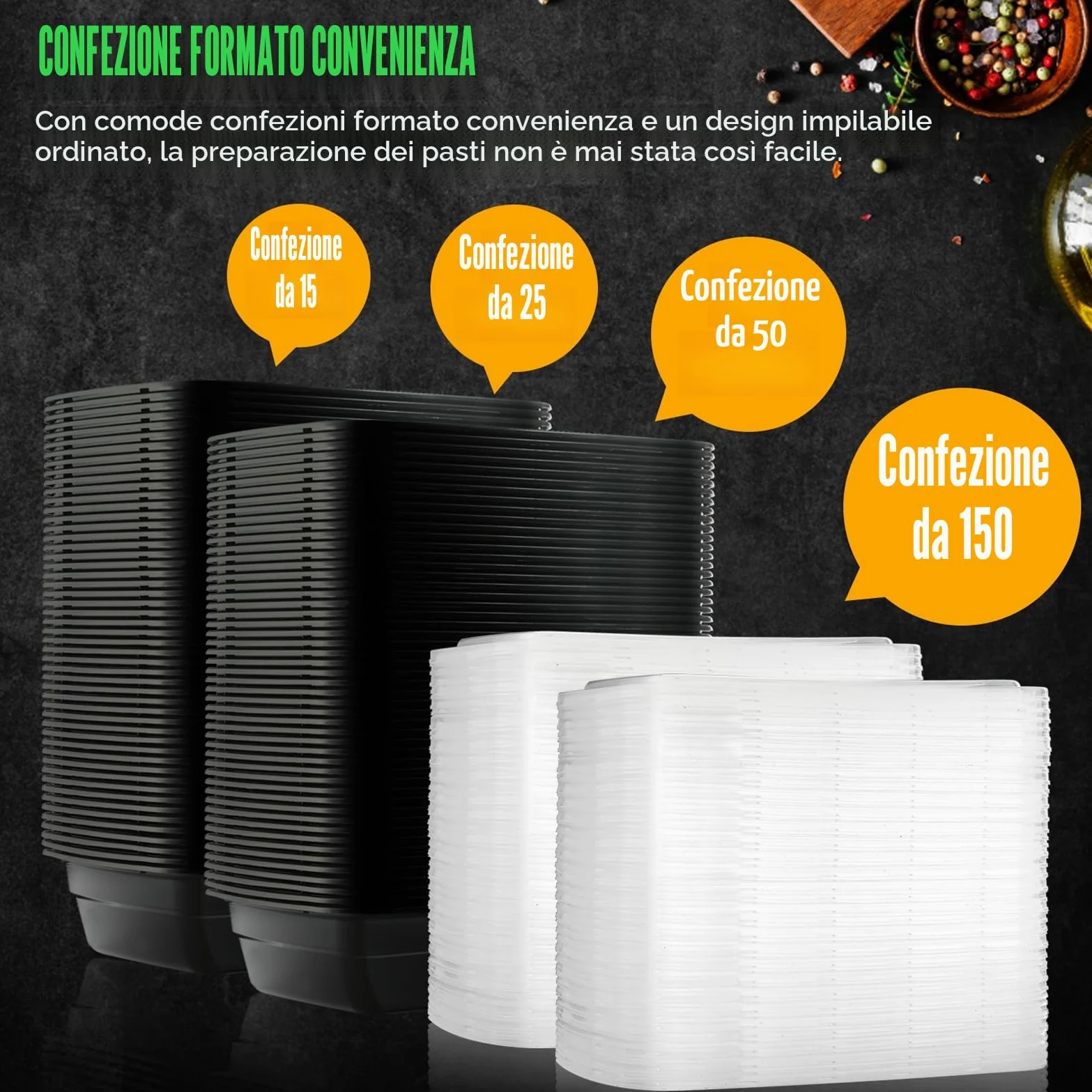 50Pcs Contenitori per la Preparazione dei Pasti da 900ml Contenitore per Frutta con Coperchi Portatile per Cibo da Asporto Picnic
