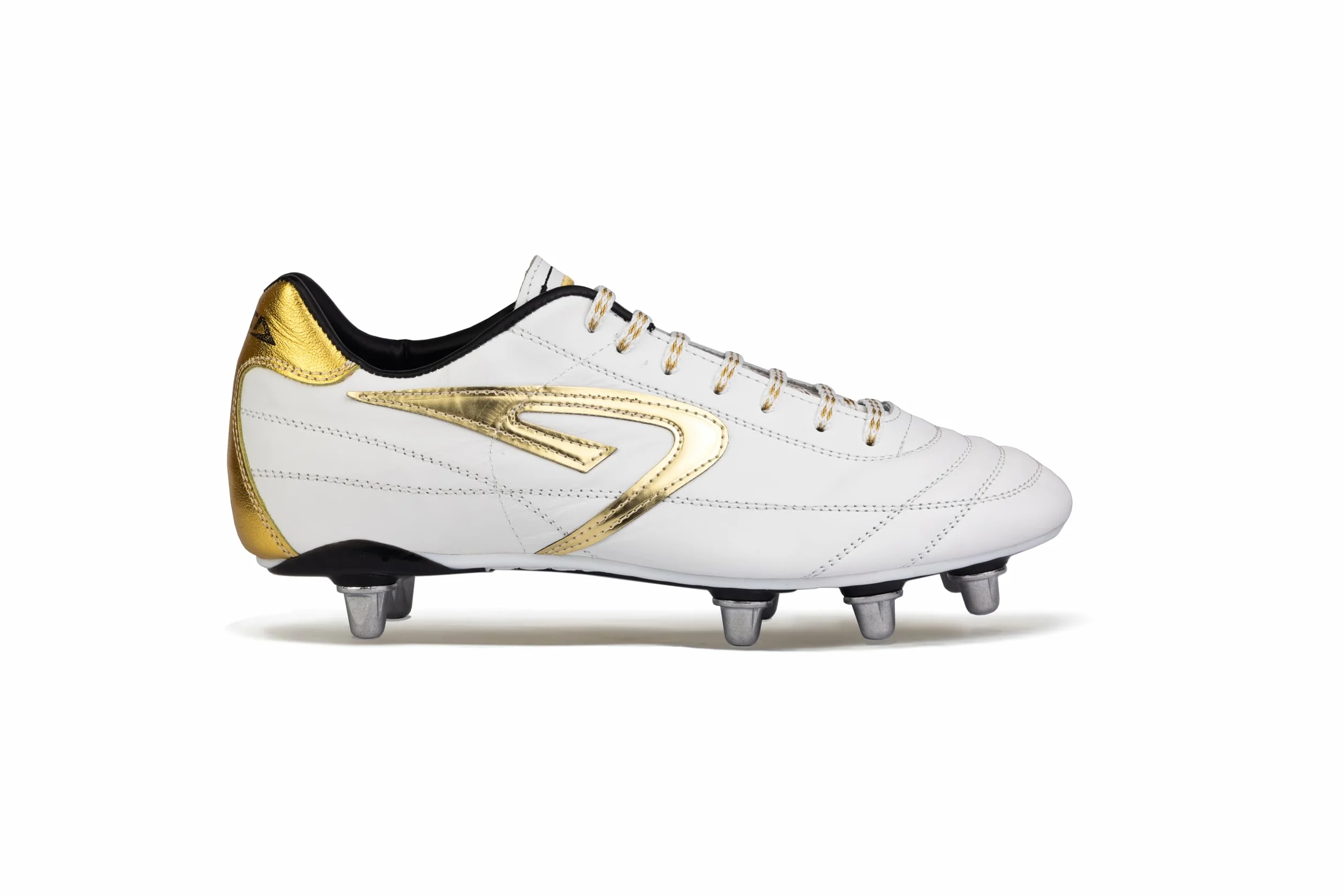 Club Rugby | Scarpe da Rugby in Pelle di Vitello | Suola con Tacchetti in Alluminio 8 Studs, Plantare Anatomico Antishock | Stabilità e Comfort per Mischia e Gioco su Erba Naturale | Made in Italy