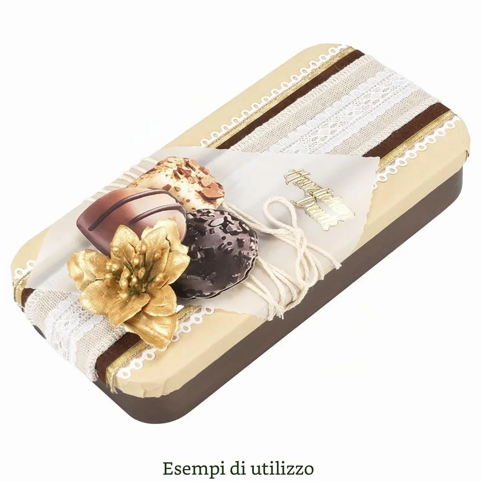 Ideen mit Herz Scatola portaoggetti in metallo con coperchio a cerniera, 20,3 x 10,3 x 3,5 cm, Confezione da 3
