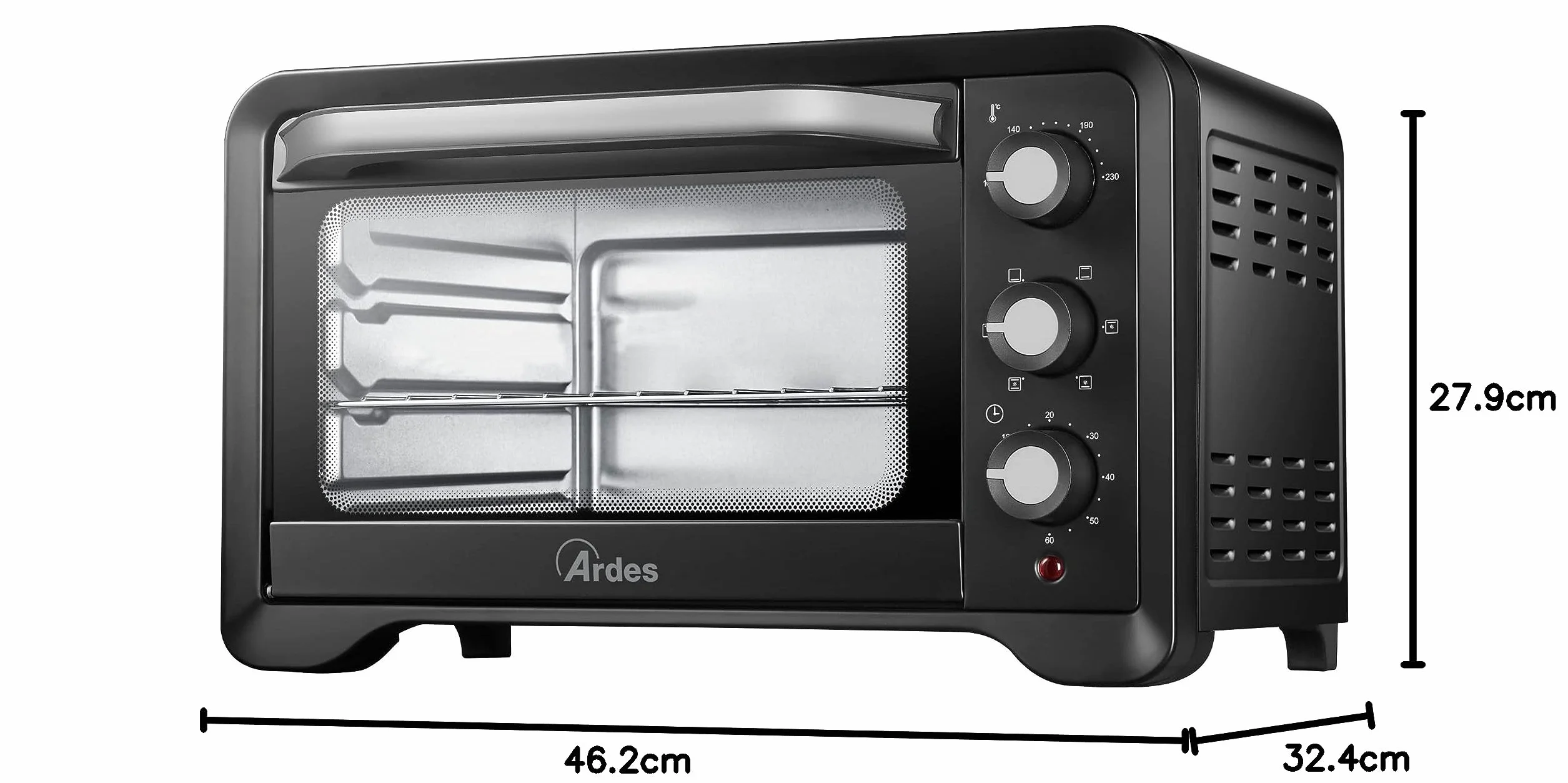 ARDES MAGNUS AR6222PB Fornetto Elettrico Ventilato da 20 Litri 6 Funzioni Cottura Timer Doppio Vetro