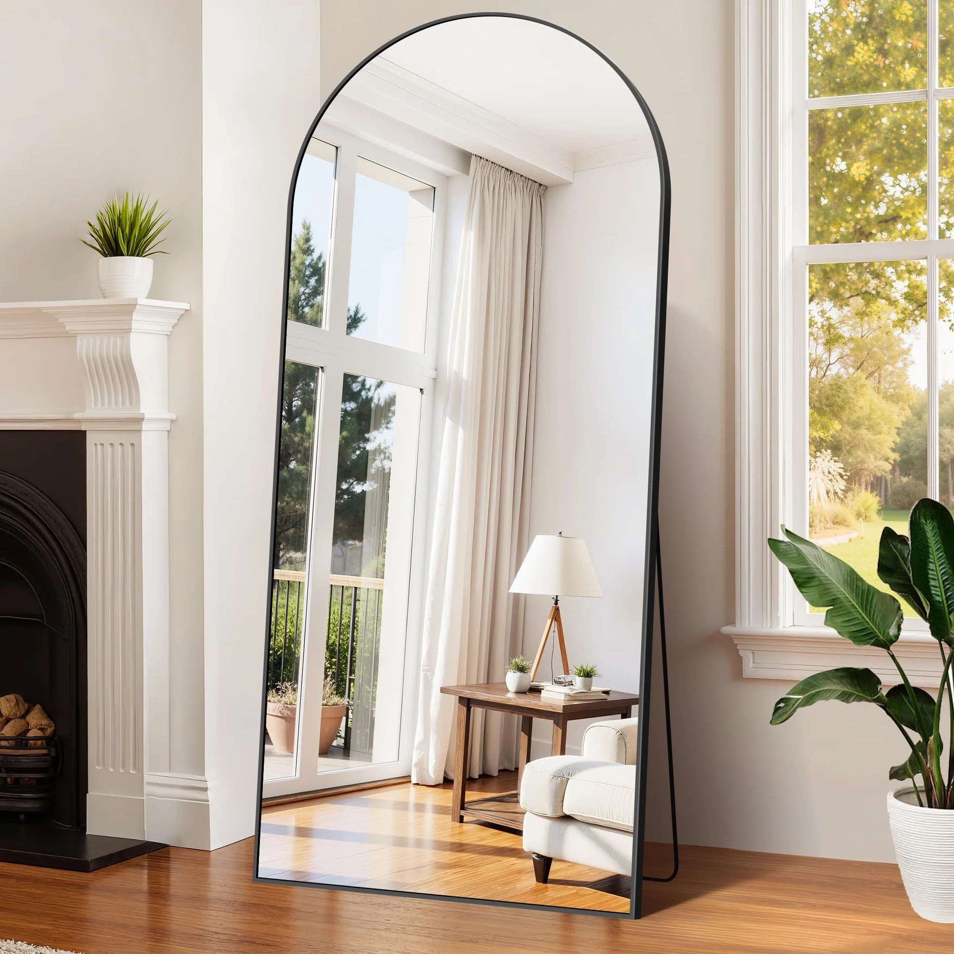 WOLIBEER Specchio a Figura Intera 192 x 85 cm, Grande Specchio da Terra con Cornice in Alluminio Nero, per Camera da Letto Cameretta Soggiorno Spogliatoio