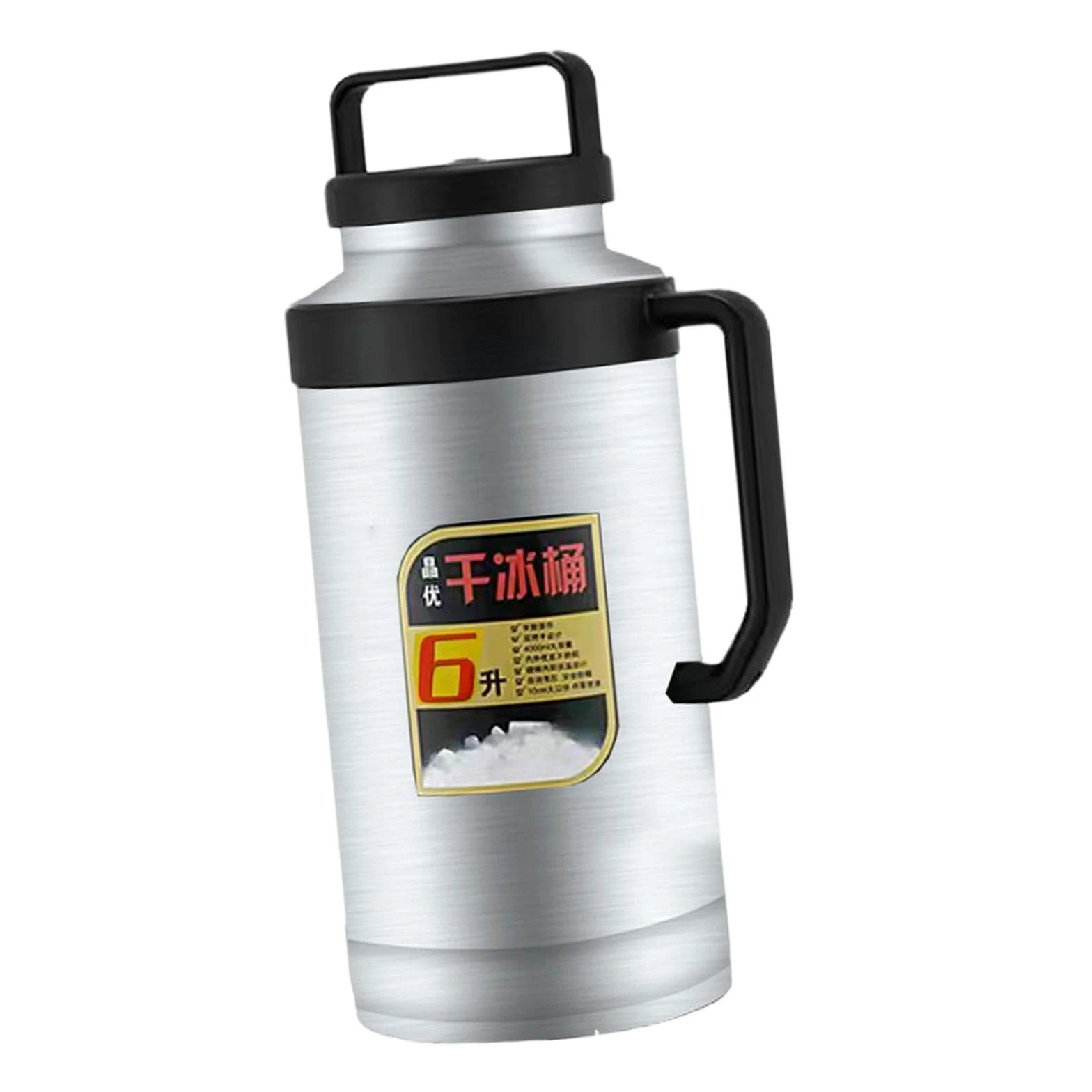 F Fityle Secchiello per ghiaccio secco Secchiello per ghiaccio secco Bottiglia d'acqua termica Contenitore per ghiaccio per eventi di catering Buffet domestici, Argento 6L
