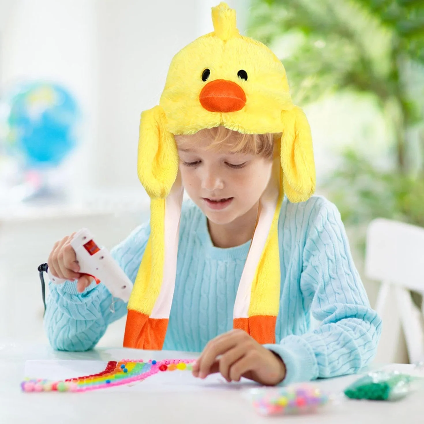 Cappello da Cartone Animato Peluche con Orecchie Mobili, Design Creativo Divertente
