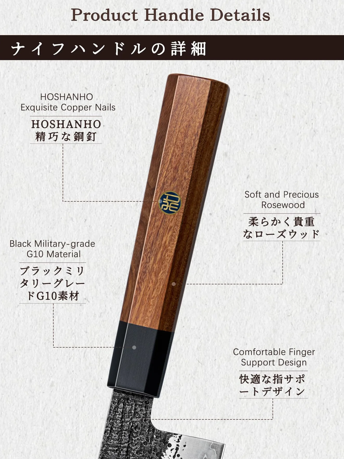HOSHANHO Coltello da Chef da 20 cm, Coltello da Cucina in Acciaio ad Alto Tenore di Carbonio 10CR15MOV a 9 Strati, Coltello Chef Gyuto Professionale Giapponese con Manico Ottagonale in Palissandro