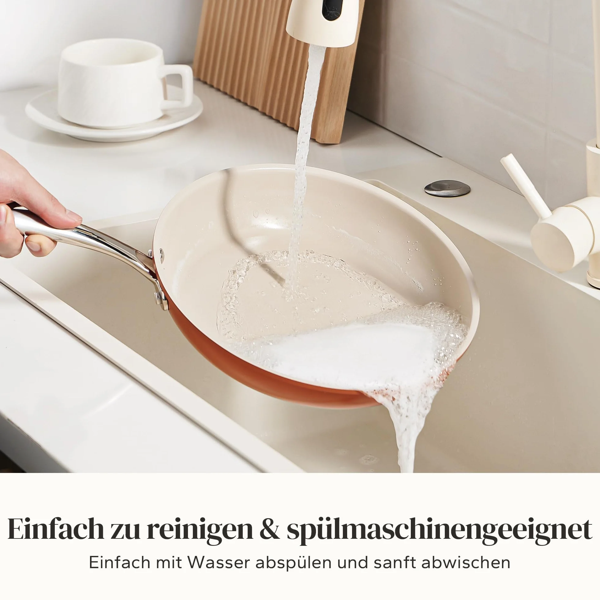 Redchef Set di 6 padelle in ceramica, adatte a tutti i tipi di piano cottura, incluse quelle a induzione, non adesive, 20/24/28 cm, senza PTFE, senza PFAS, PFOA, adatte a tutte le cucine
