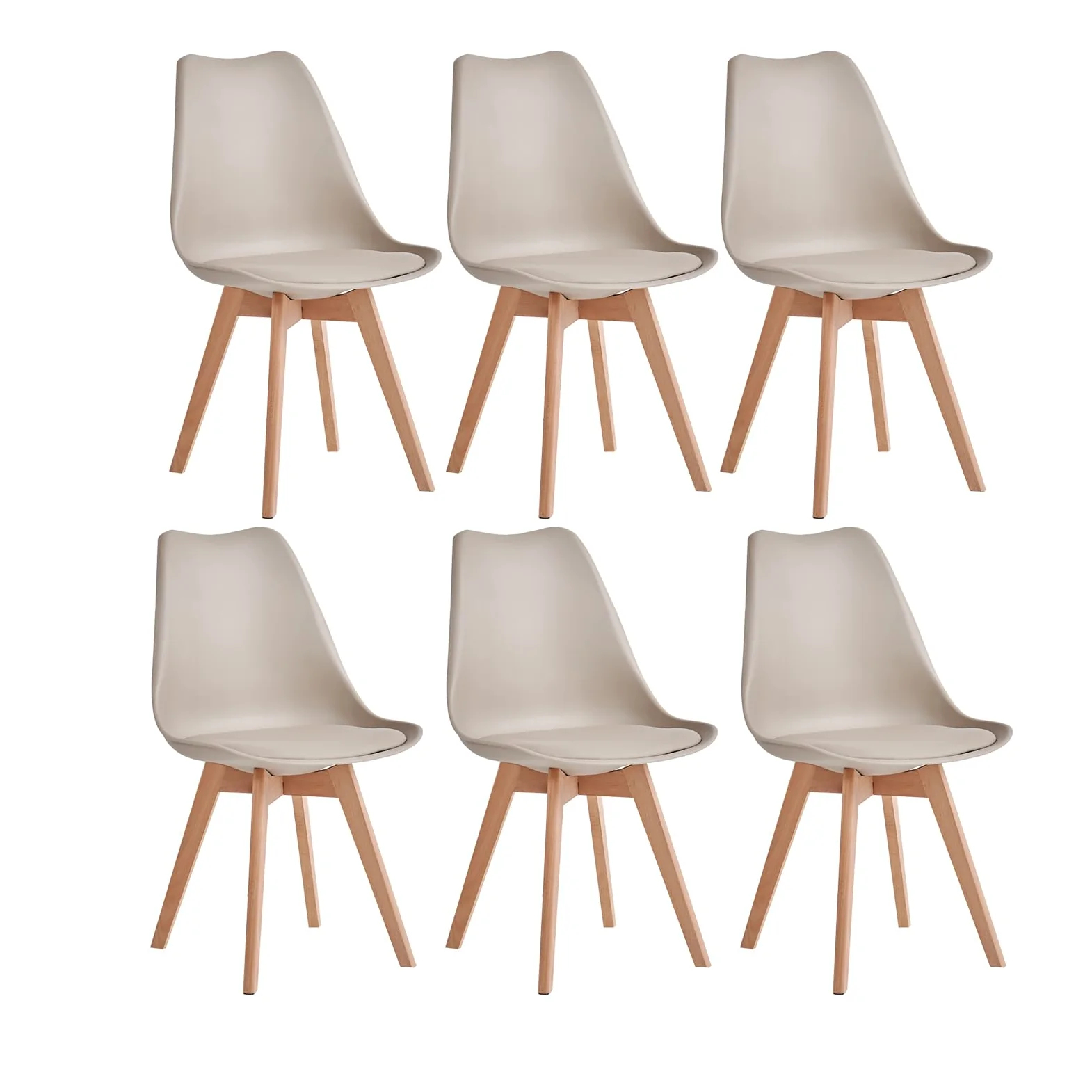 Set di 6 Sedie da Pranzo Moderne, Sedie da Cucina con Cuscini Imbottiti e Gambe in Legno di Faggio, Adatte per Camera da Letto, Soggiorno, Sala da Pranzo, Cucina - Cachi
