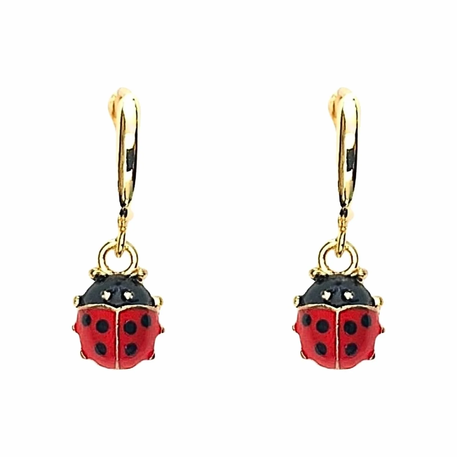 Orecchini Dorati Donna Coccinella Cerchi Piccoli Placcati Oro Ciondolo Coccinella Rossa ASTER ALHELÍ