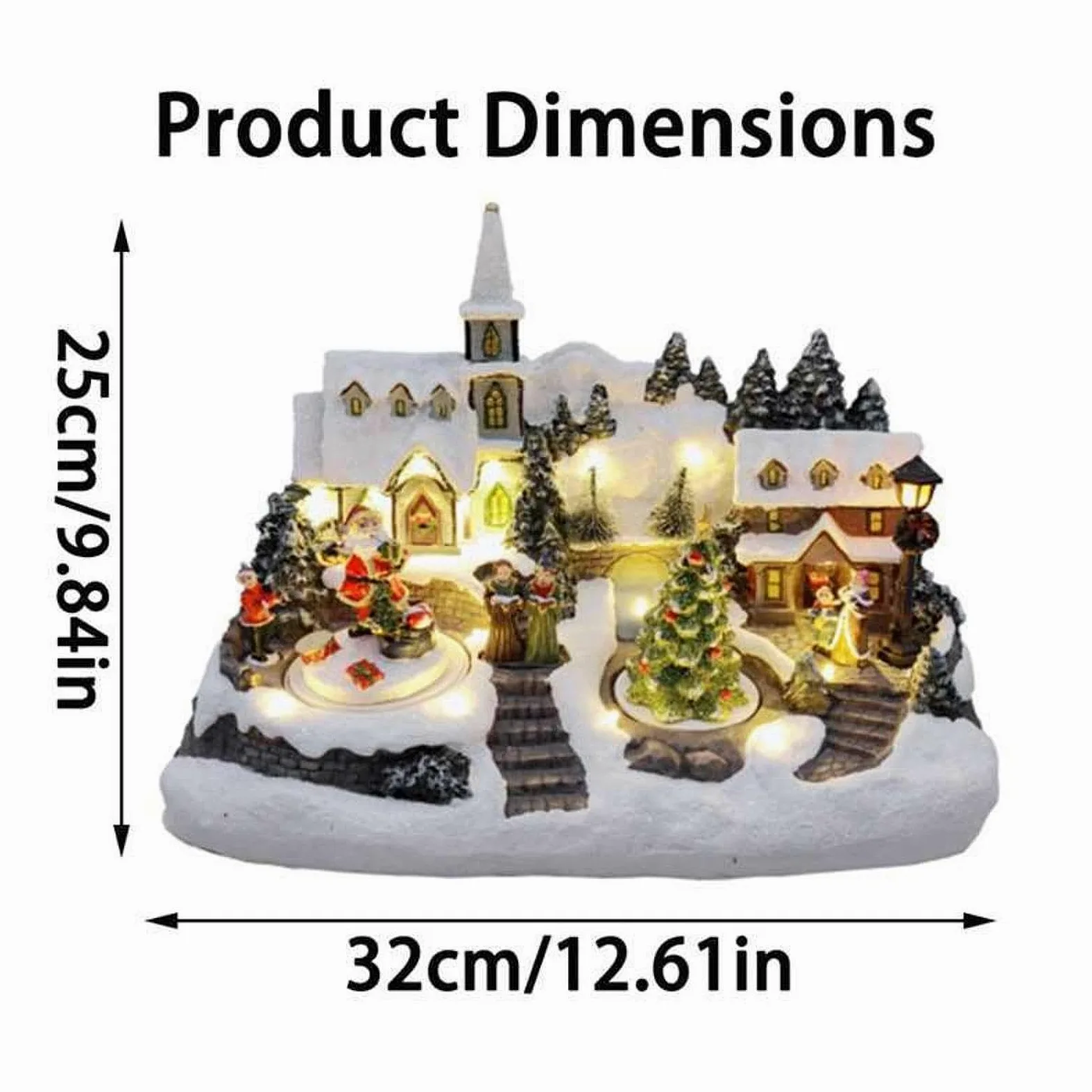 predolo Decorazione natalizia a LED con musica, micro paesaggio, ornamento da collezione con luci e musica per ufficio, camera da letto, casa