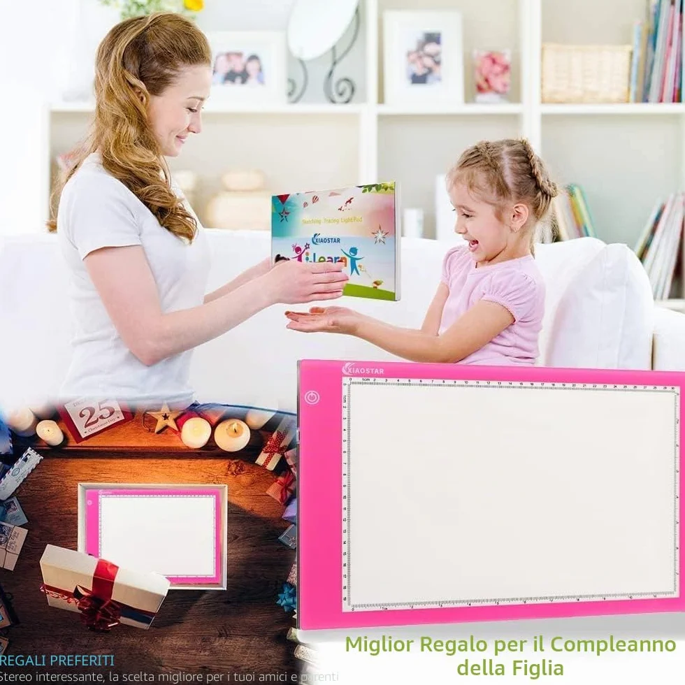 XIAOSTAR A4 LED Light Box Super Sottile Tavolo Tracciante con Cavo Type-C Luminosità Regolabile Rosso