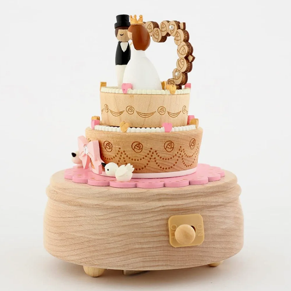 Custodia Musicale per Decorazioni Music Box di legno, Musical Box figura della torta Matrimonio coppia, Music Box for il compleanno regalo festa della donna ragazze di nozze San Valentino Carillon