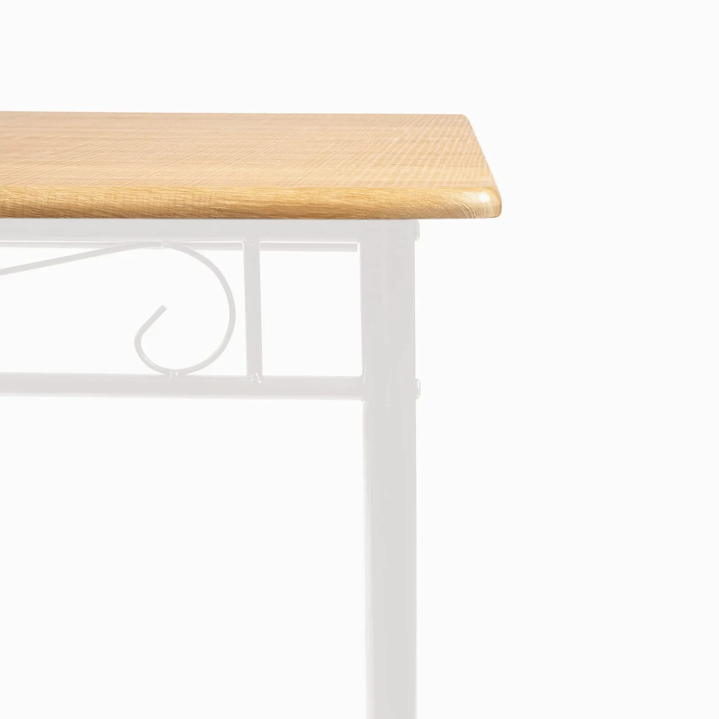 Tavolo da Pranzo con 4 Sedie, Moderno Venature di Faggeto Set Sala da Pranzo, Gamba in Metallo Bianco, Adatto a sala da Pranzo, Cucina e Soggiorno