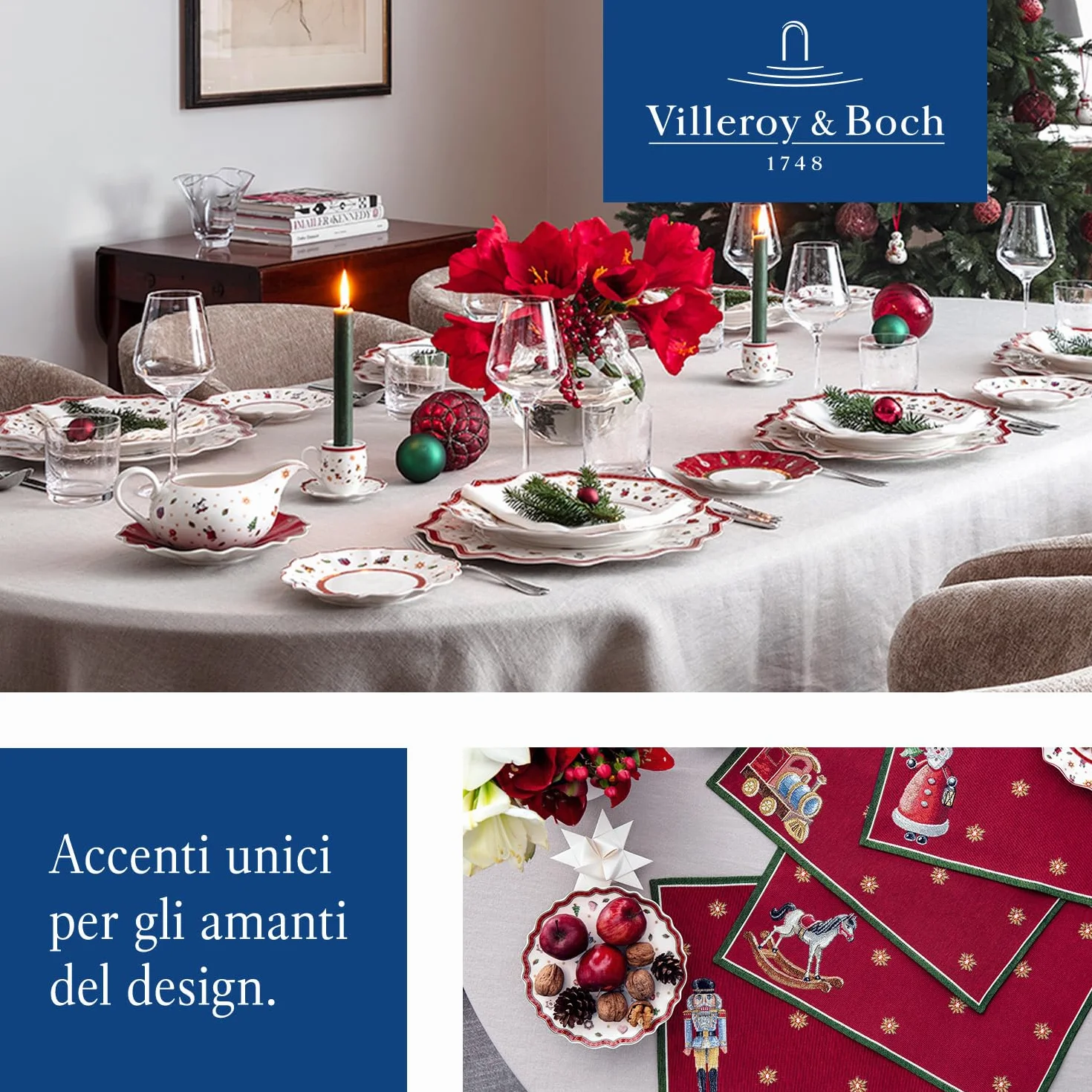 Villeroy & Boch Toy's Delight Piatto Segnaposto Ceramica Rosso Bianco Mikrowellengeeignet Weihnachten