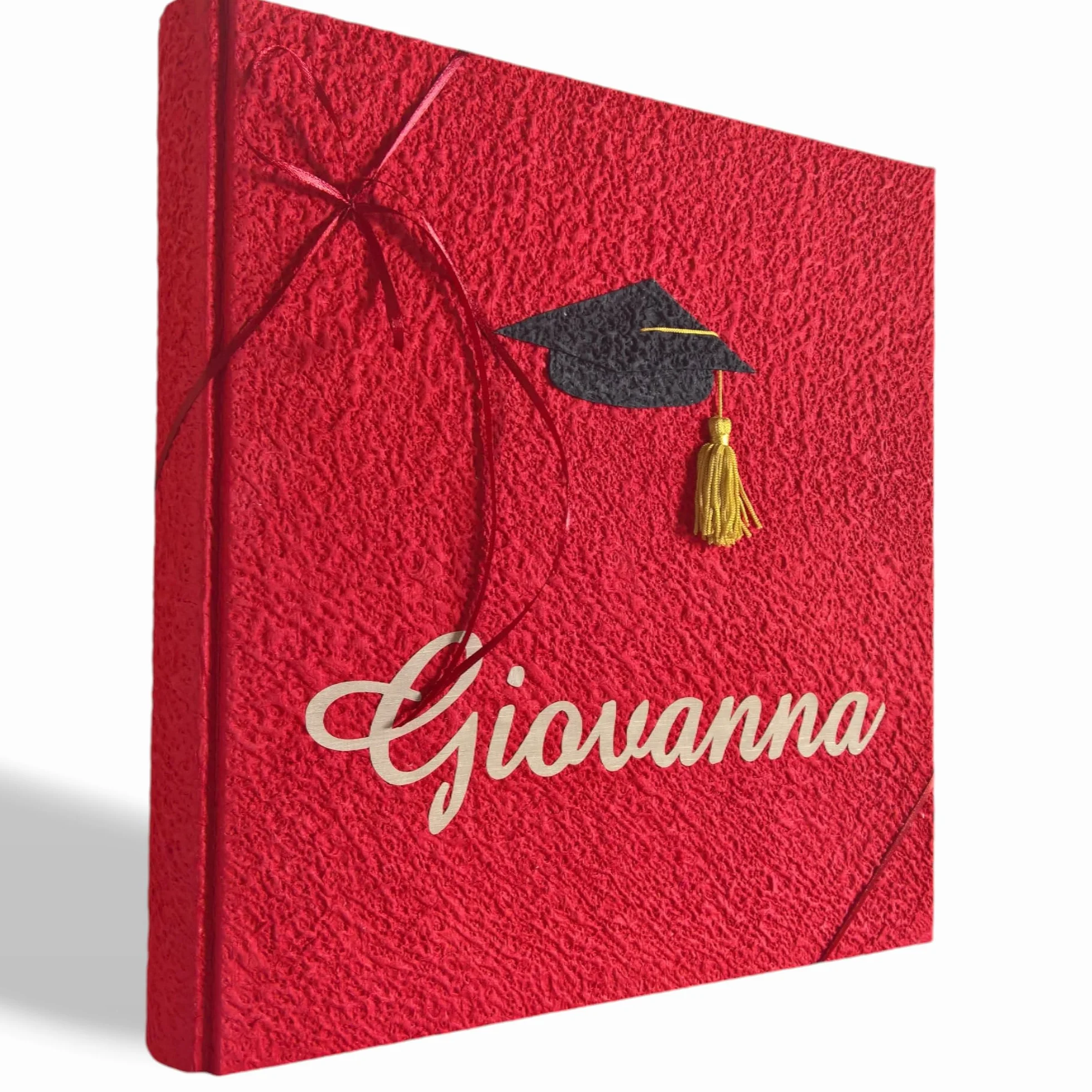Album fotografico LAUREA in carta luna ROSSO personalizzabile regalo diploma università