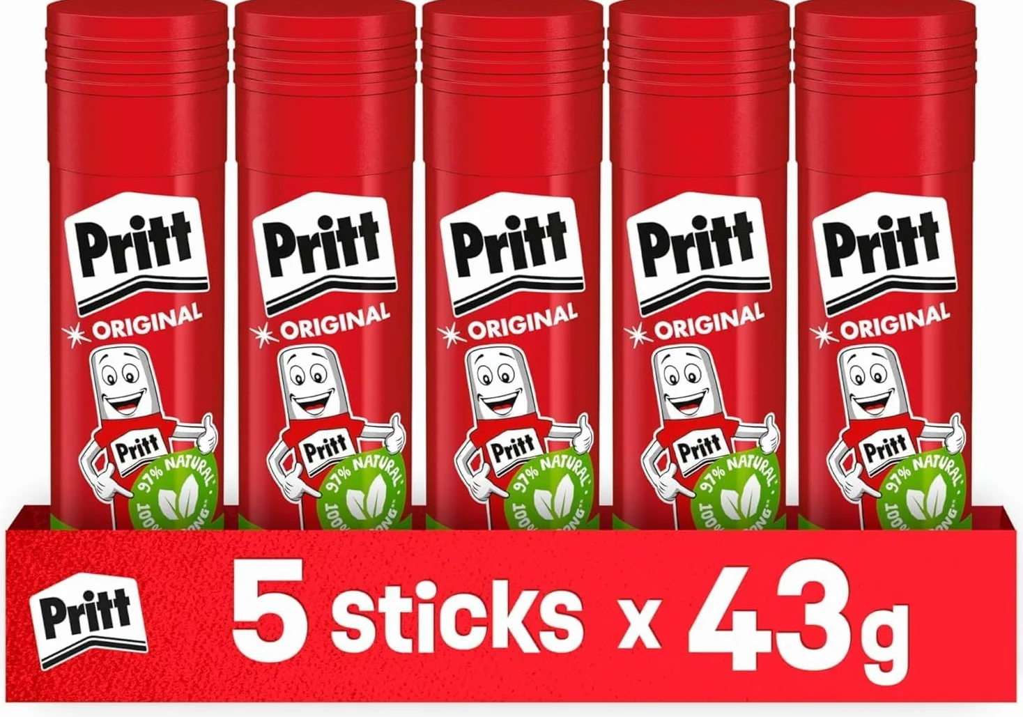 Pritt Colla Stick 10 x 43 gr, Adesivo per Bambini, Lavoretti e Scuola