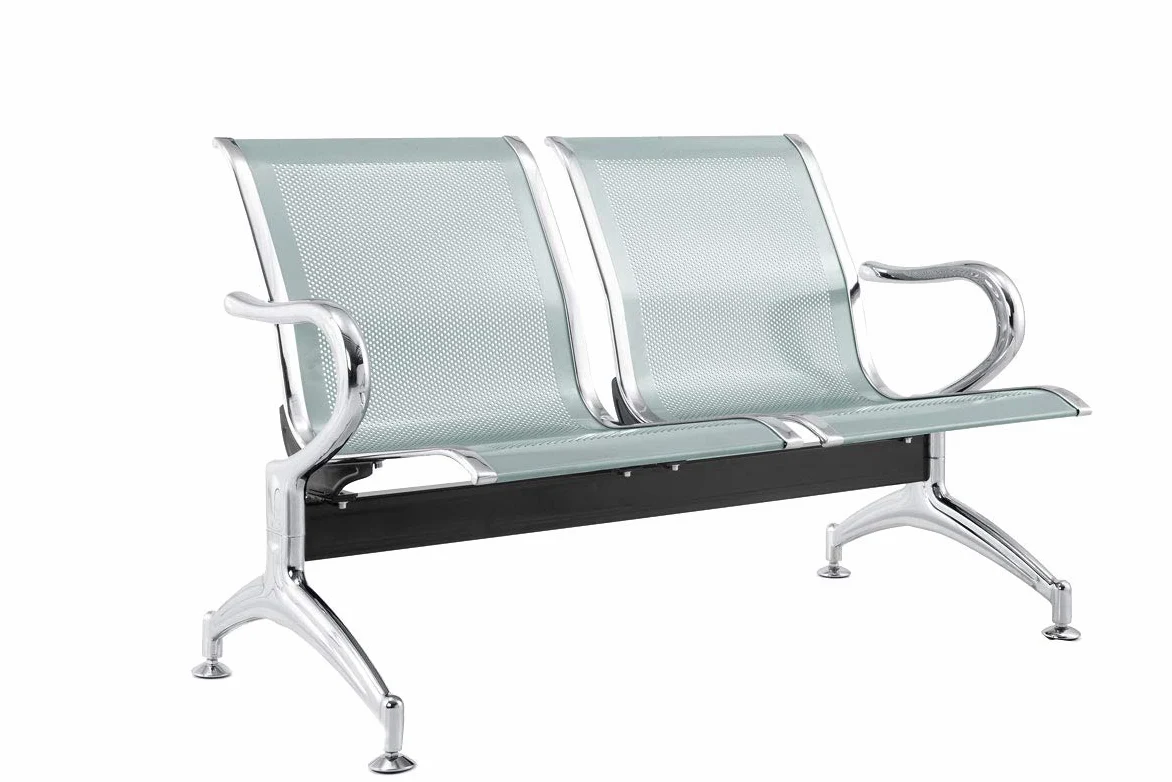 Panca 2 posti acciaio 125x71x78H argento per sala d'attesa | Panchina con braccioli