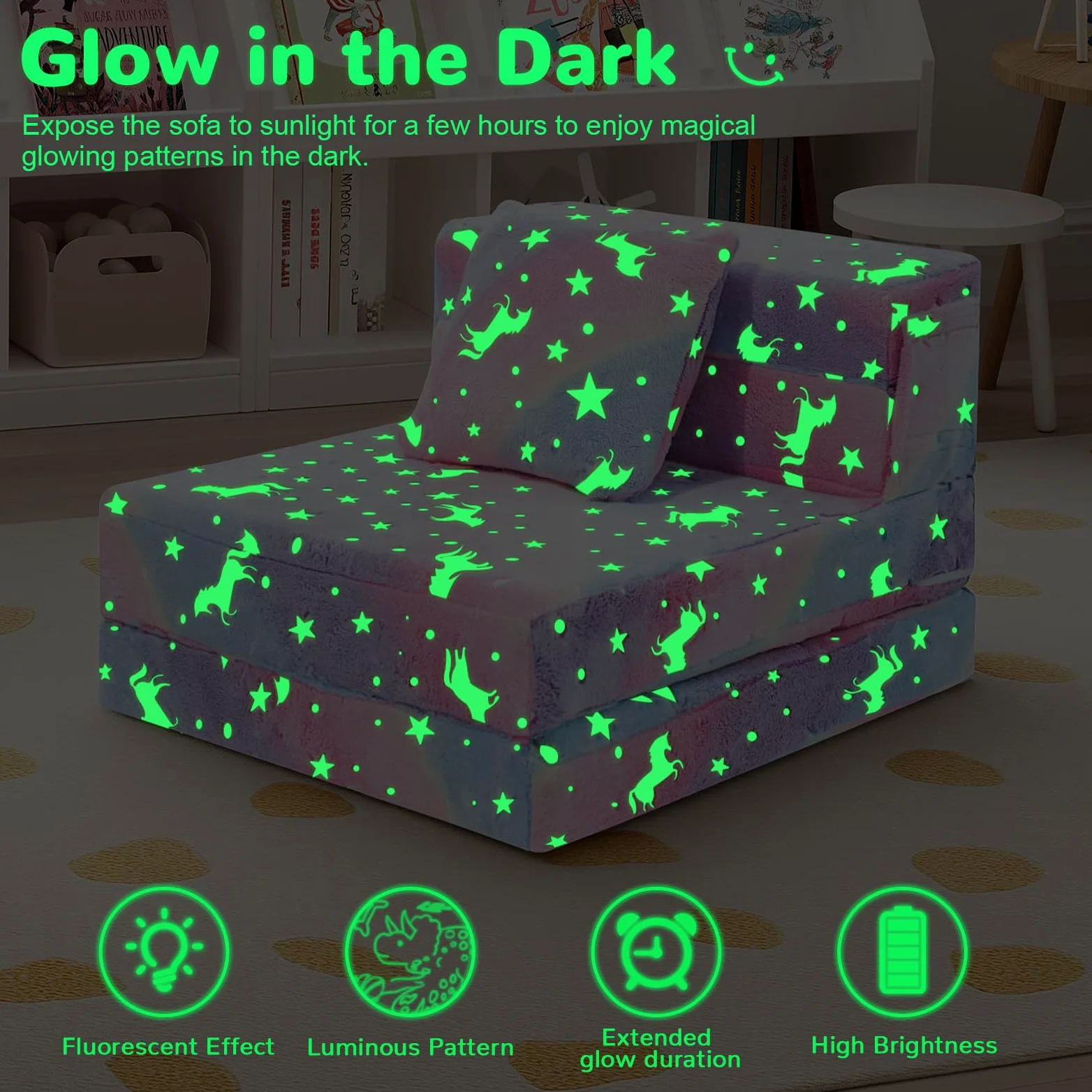 MeMoreCool Divanetto Bambini, Materasso Pieghevole, Divano, Materasso Futon Sedia Letto a Z
