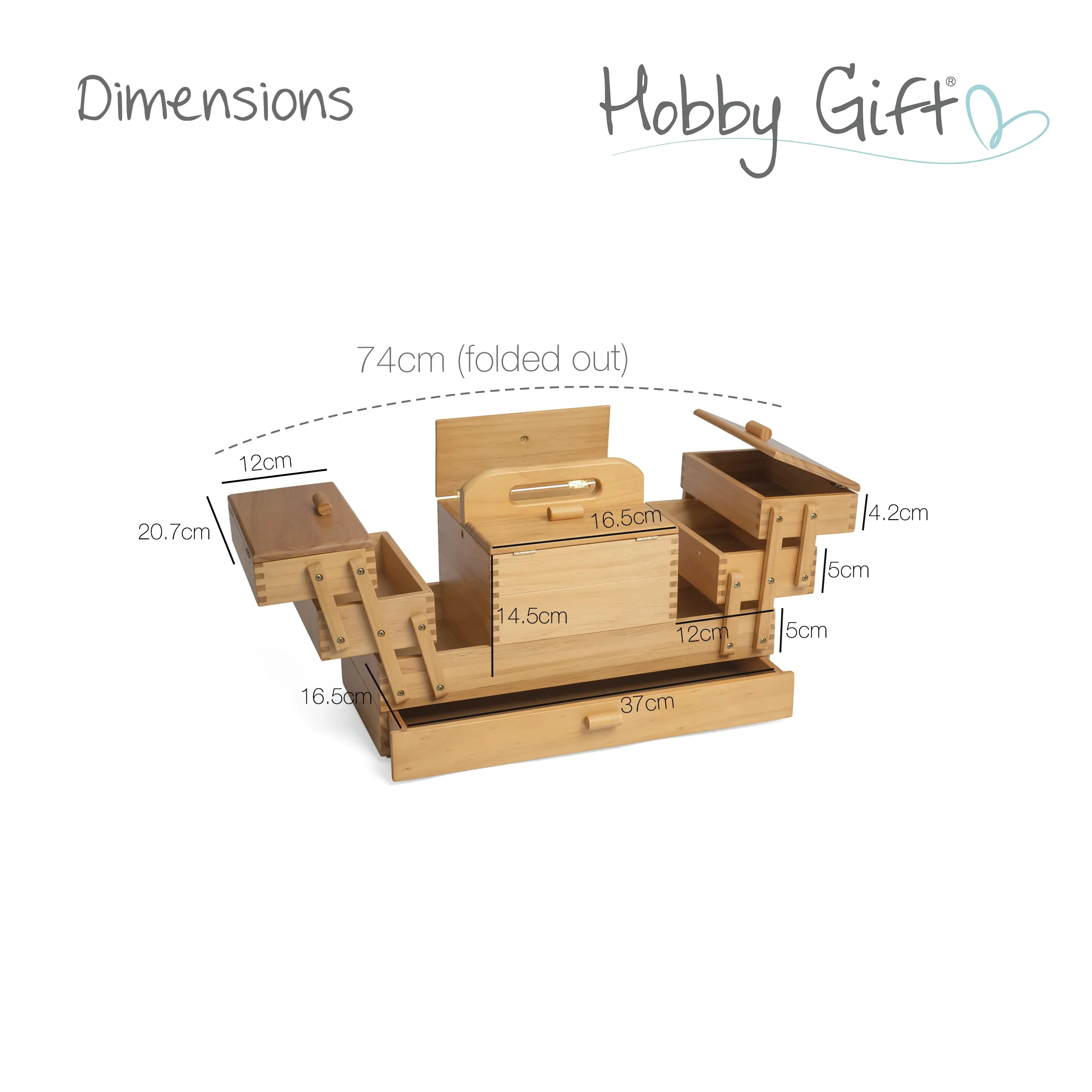 Hobby Gift Contenitore di legno a sbalzo per cucito e hobbistica, a 4 livelli con cassetto