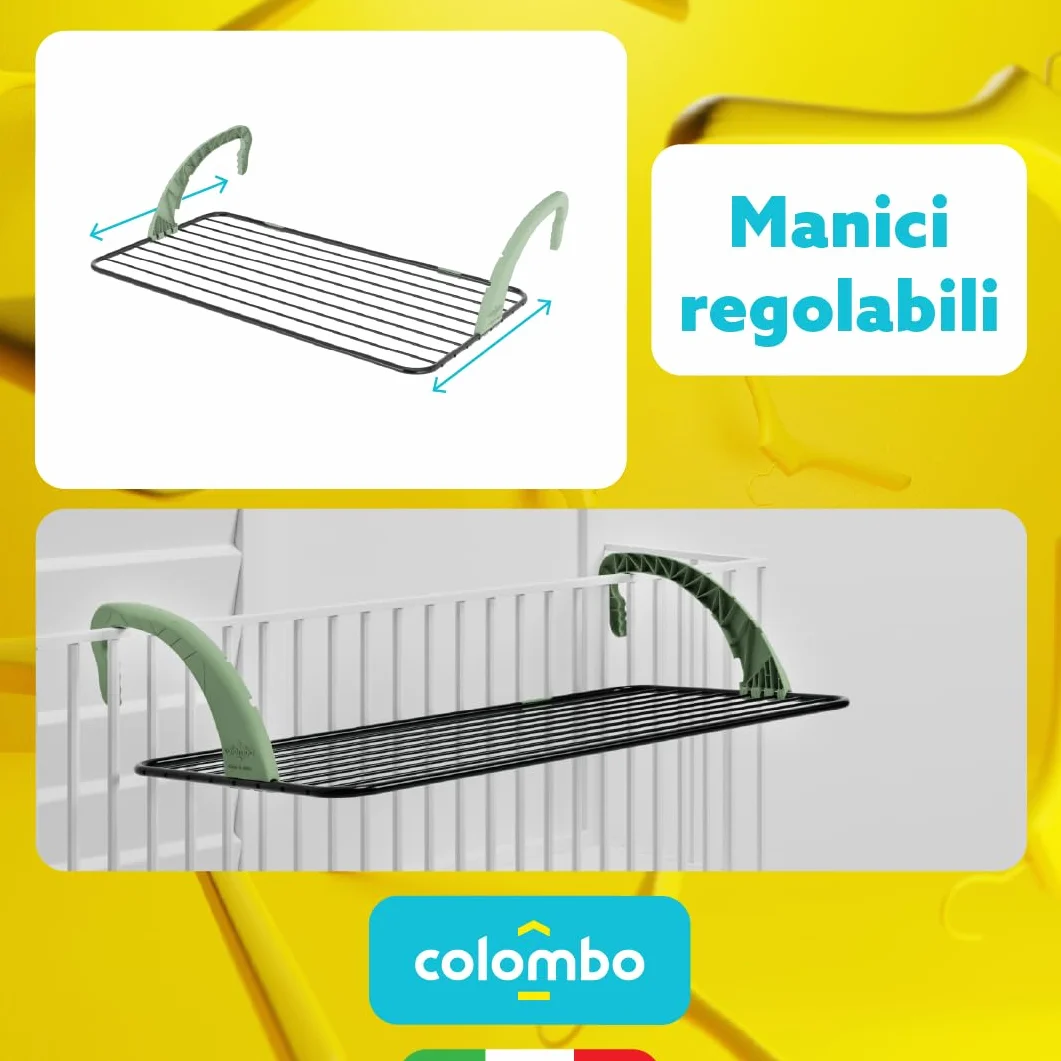 Colombo Stendino da Balcone Acciaio Verniciato Stendibiancheria 10 Metri Antiruggine Made in Italy