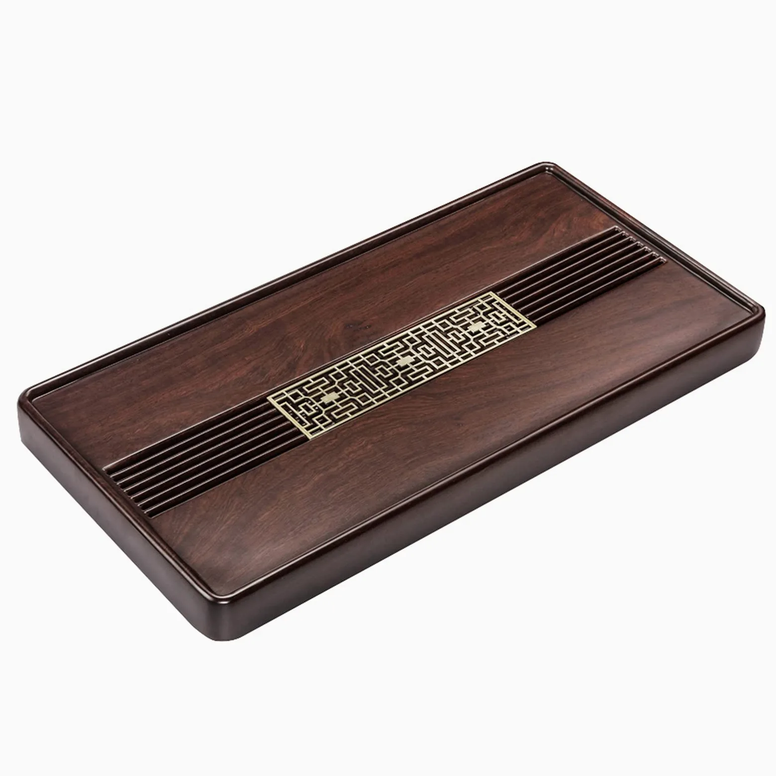 Reservoir Type Tea Tray, Chinese Gongfu Tea Tray with Water Storage, Oolong Tea Tray Cup Platter with Drain Hole, for Living Room, Tea Room, Office (60 * 30 * 4.5cm)
