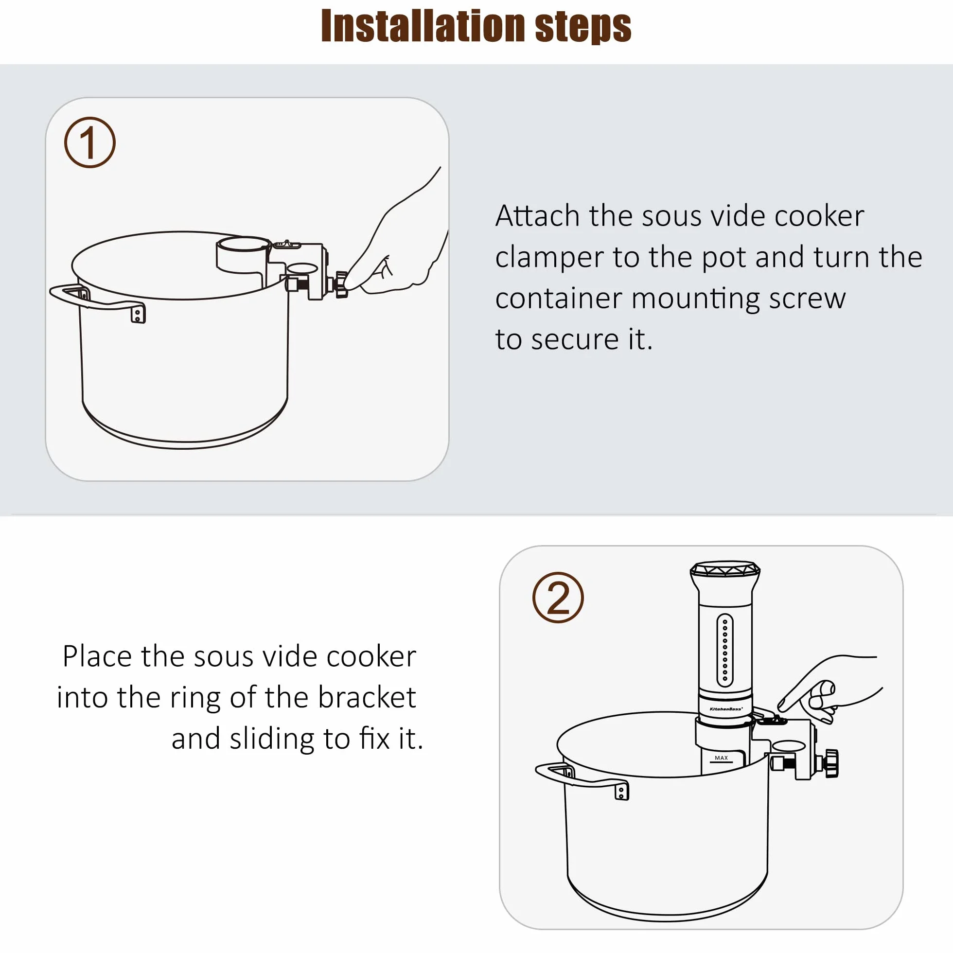 Sostituzione Morsetto Supporto Sous Vide Staffa Fissaggio per Fornello Sous Vide Compatibile Anova AN500-US00 2.0 3.0 Pro