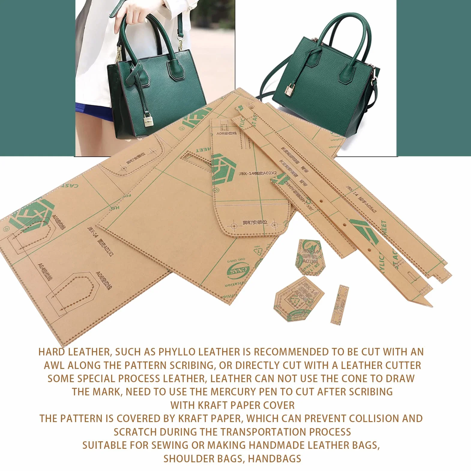 Stencil Acrilico Modello Borsetta Pelle per Realizzare Borse a Tracolla Accessori Cucito Fai da Te