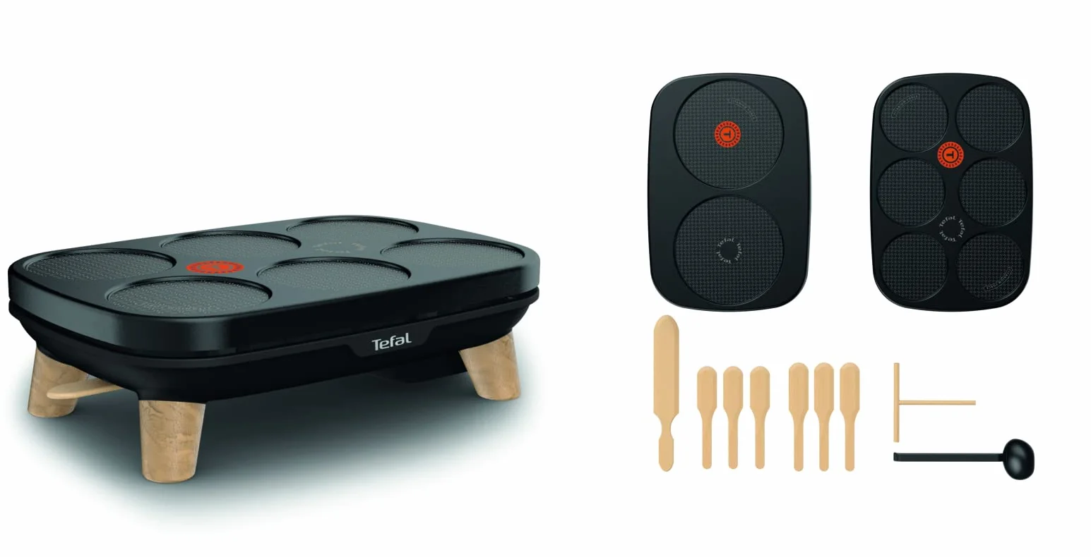 Tefal PY900D12 Gourmet Crepiere Deux plaques amovibles antiadhesives Temperature reglable Crepes Galettes Pancakes