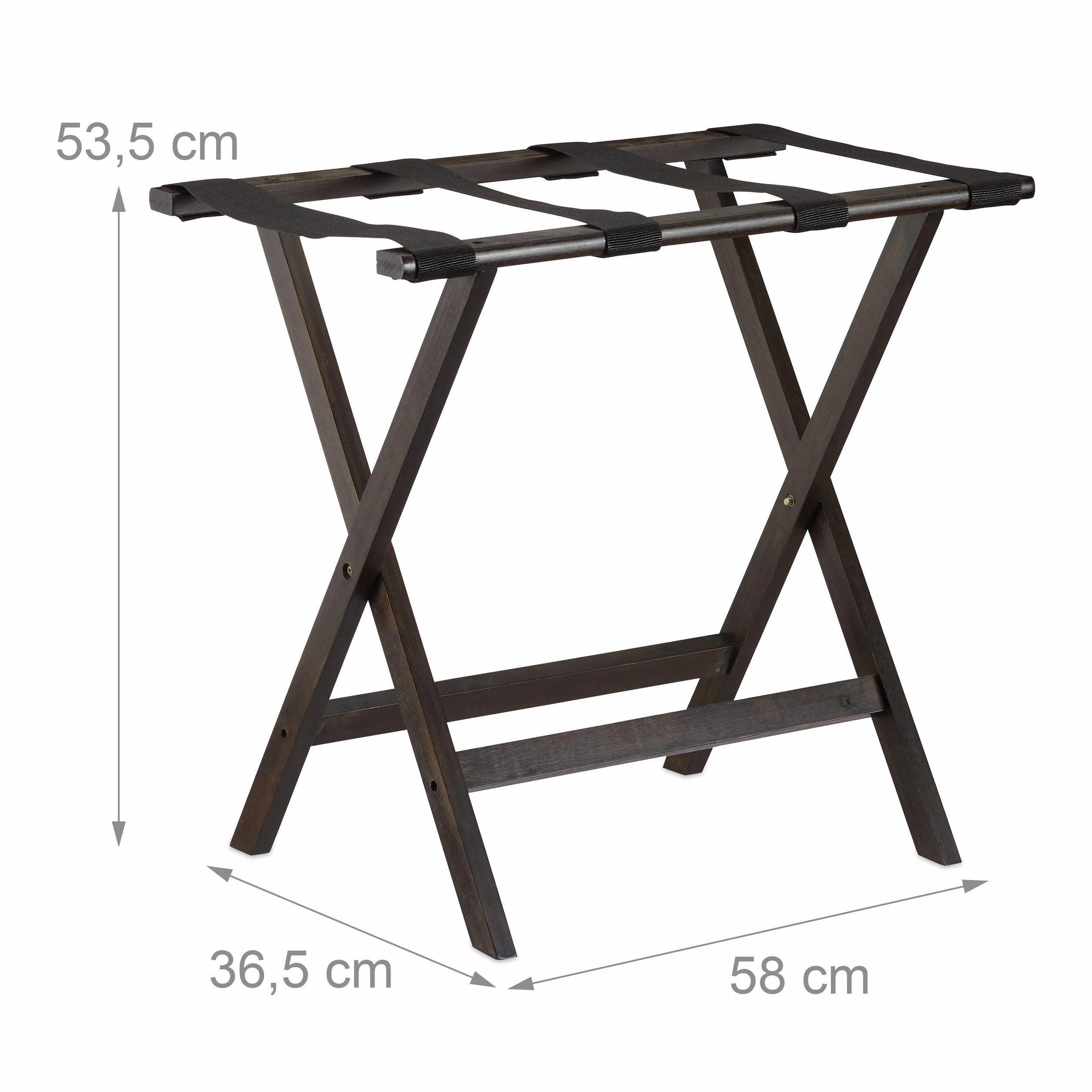 Relaxdays Portavaligia Pieghevole in Bambù per Valigie e Borsoni 53,5x58x36,5 cm Marrone