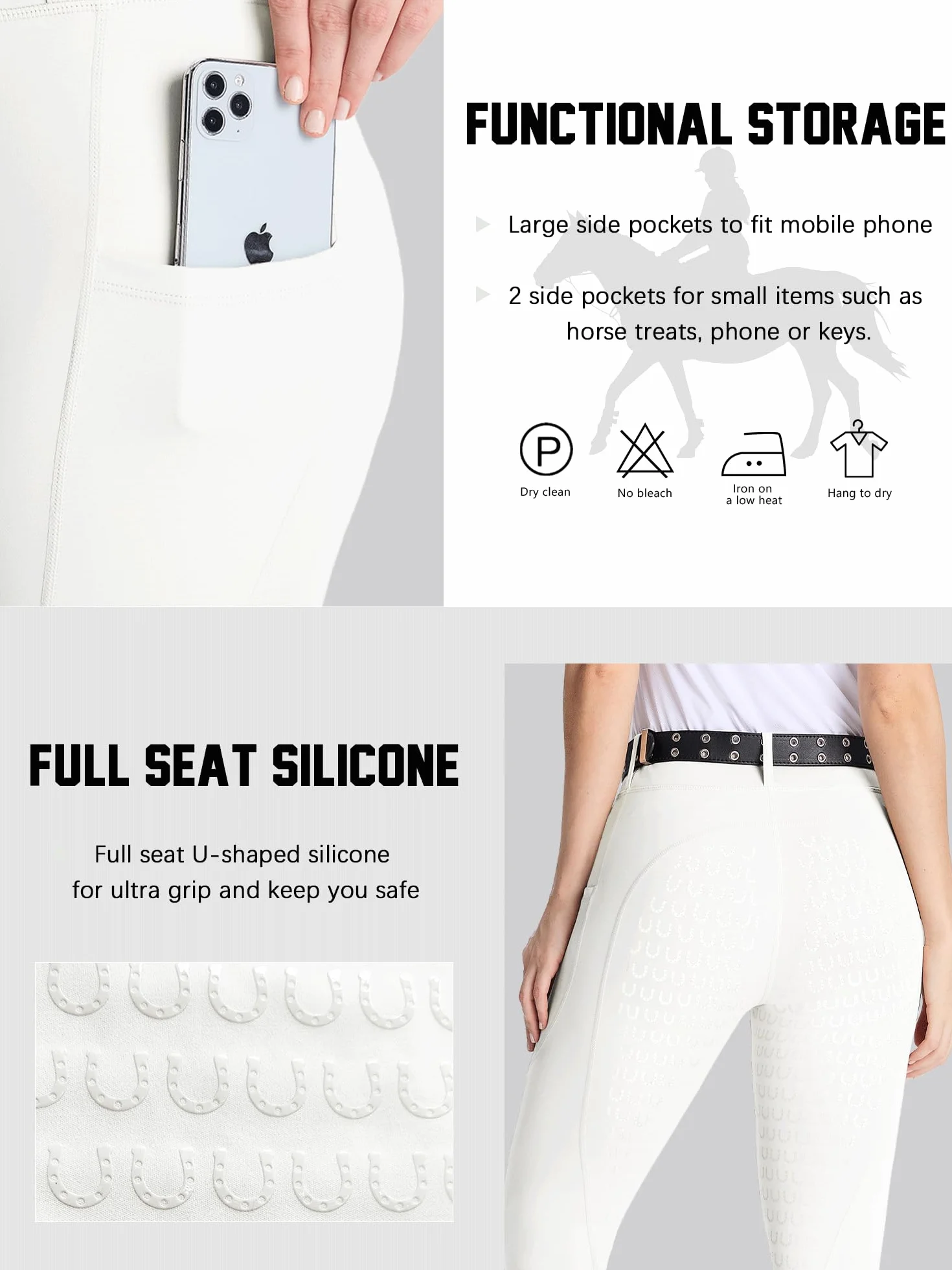 Pantaloni da equitazione da donna Active Silicon Grip Full Seat