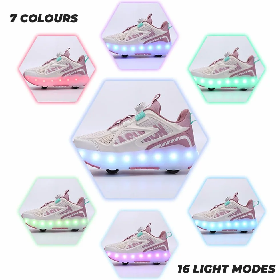ENEN Scarpe con Rotelle Luce Bambina Bambini Sportive Scarpe da Skateboard 4 Ruote Sneakers Outdoor Multisport 29-40 EU