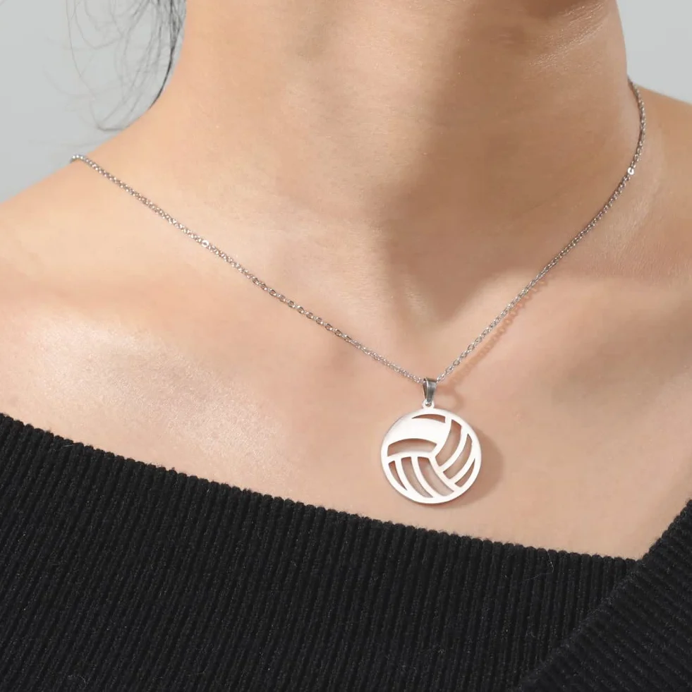 VASSAGO Collana cava da pallavolo in acciaio inox Love Basketball minimalista gioielli sportivi