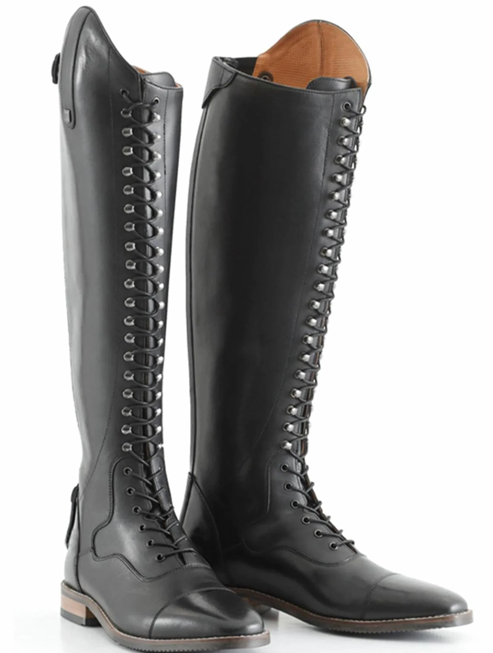 Stivali da Equitazione in Pelle PU con Lacci Donna Uomo Lunghi Principianti