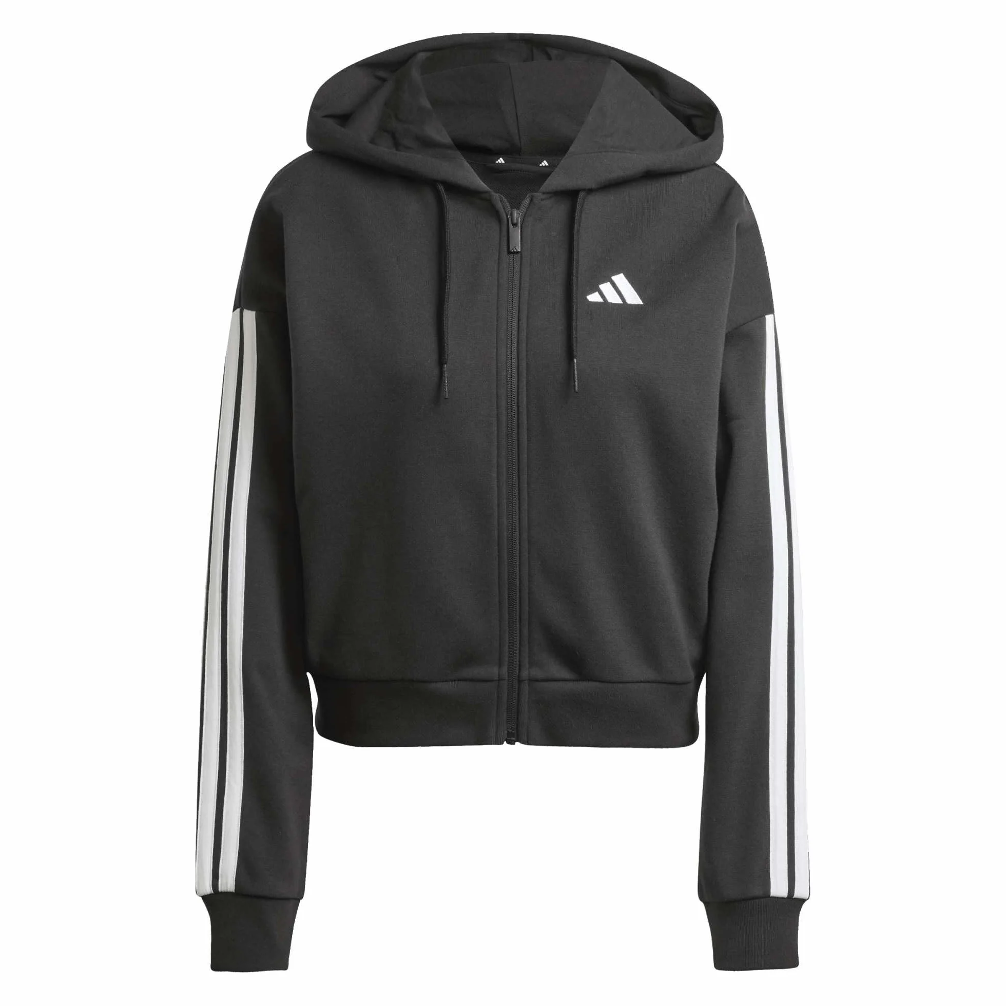 adidas Women Felpa con Cappuccio Essentials 3-Stripes French Terry Full-Zip