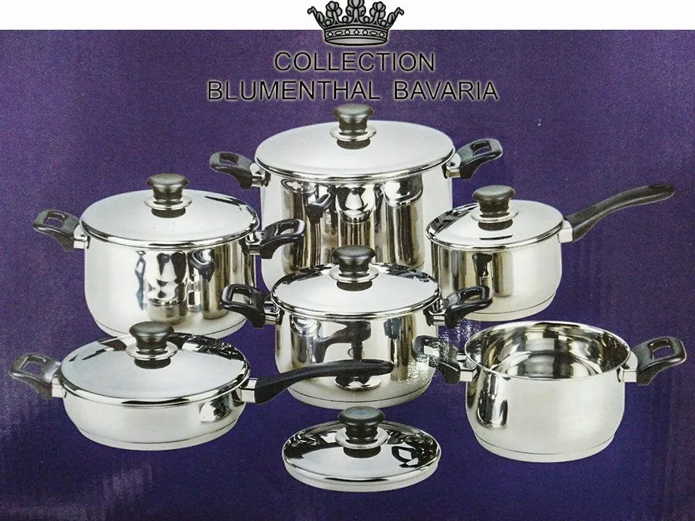 BATTERIA DI PENTOLE BAVARIA 12 PEZZI IN ACCIAIO INOX 18/10
