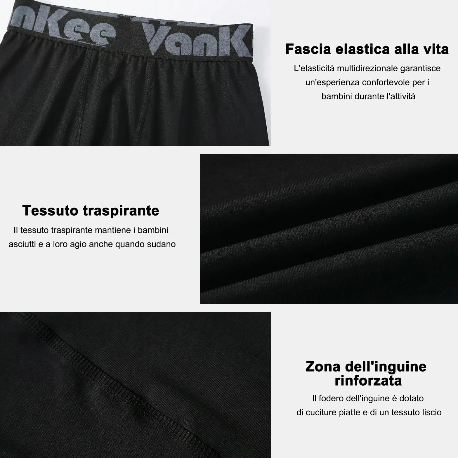 Compression Leggings per Bambino Ragazzi Pantaloni Asciugatura Rapida Traspirante Pantaloni da Allenamento Leggero Elastico Base Layer Legging Adatto per Corsa Calcio Pallacanestro