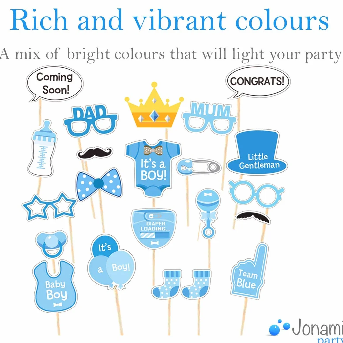 Jonami Decorazioni Festa Nascita Bambino Fascia Futura Mamma Mum To Be Blu + Foto Booth Props Accessori Foto Divertenti + Coriandoli da Tavolo Accessori Battesimo Baby Shower